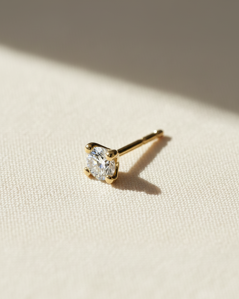 Martina Gold Earring 3mm White Diamond