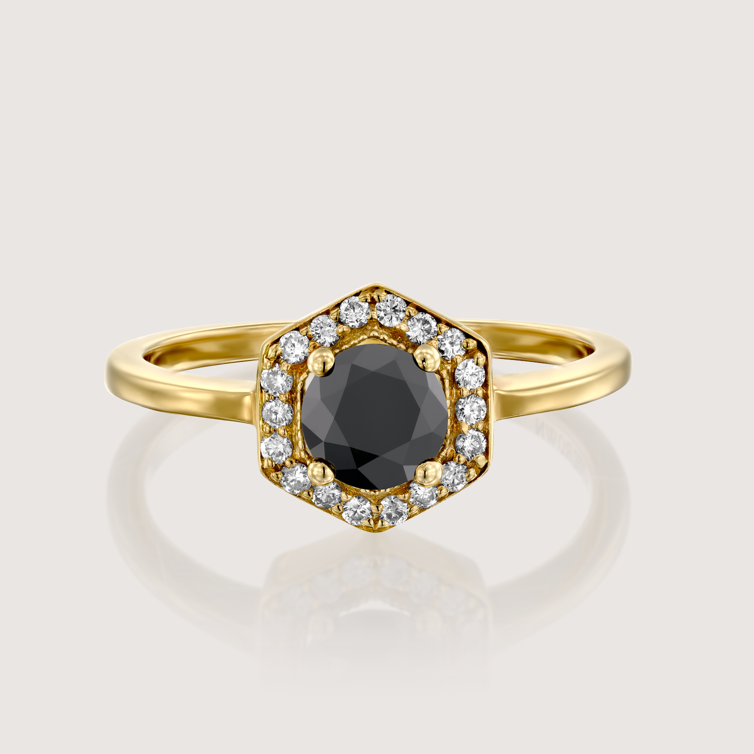 Amy Gold Ring Black 5mm Diamond