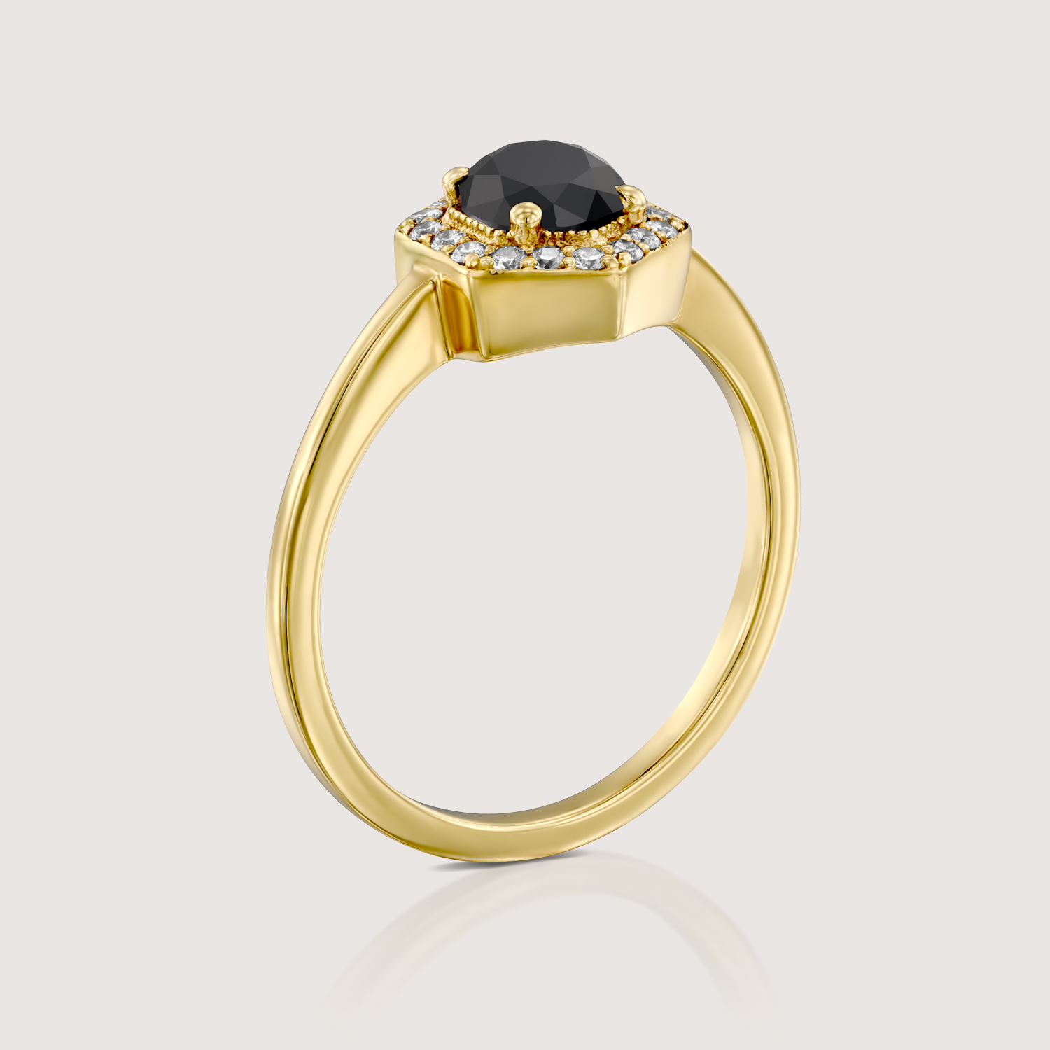 Amy Gold Ring Black 5mm Diamond