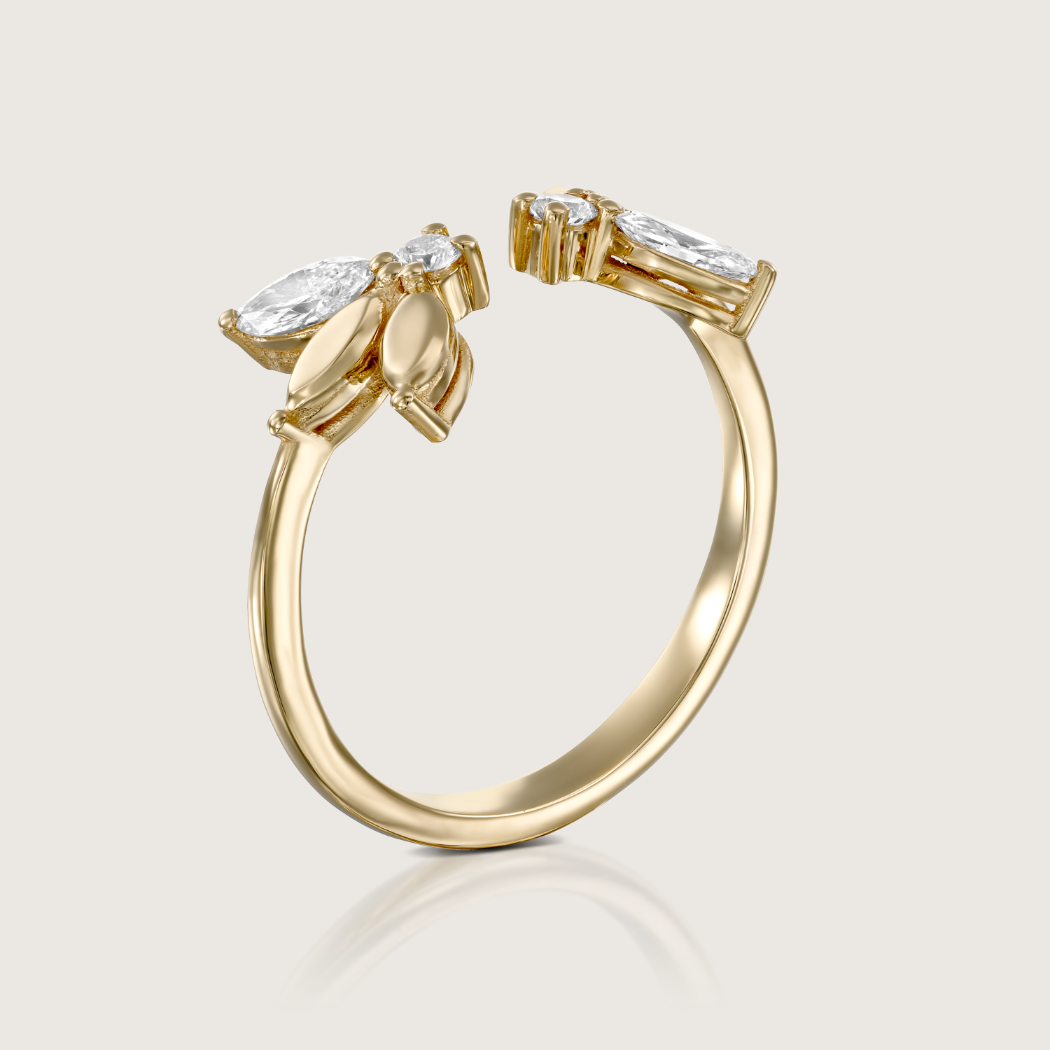 Enlarged Jeanne Bécu Open Gold Ring