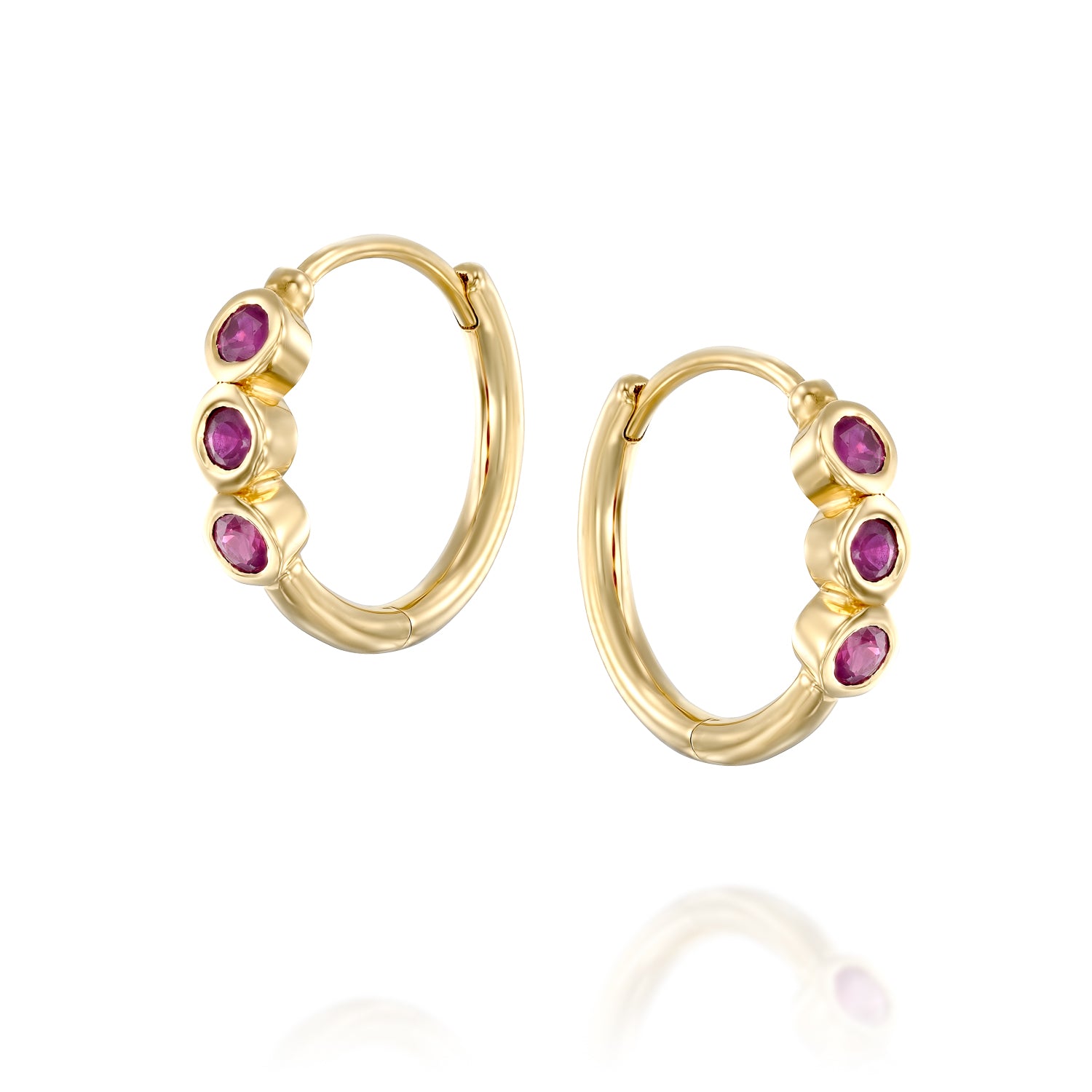 Alin Hoop Gold Earring with Ruby