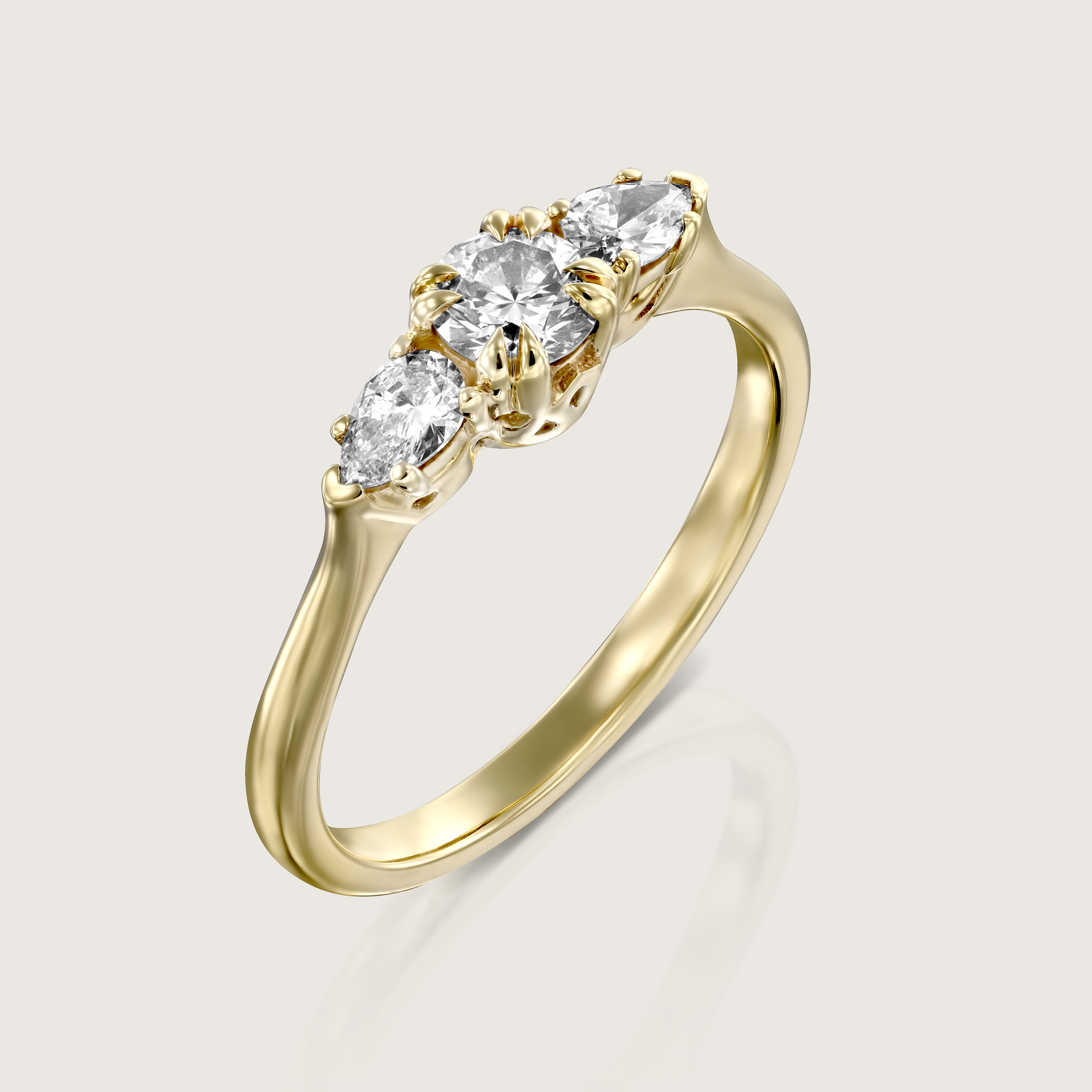 Emma 4mm Gold Ring White Diamonds