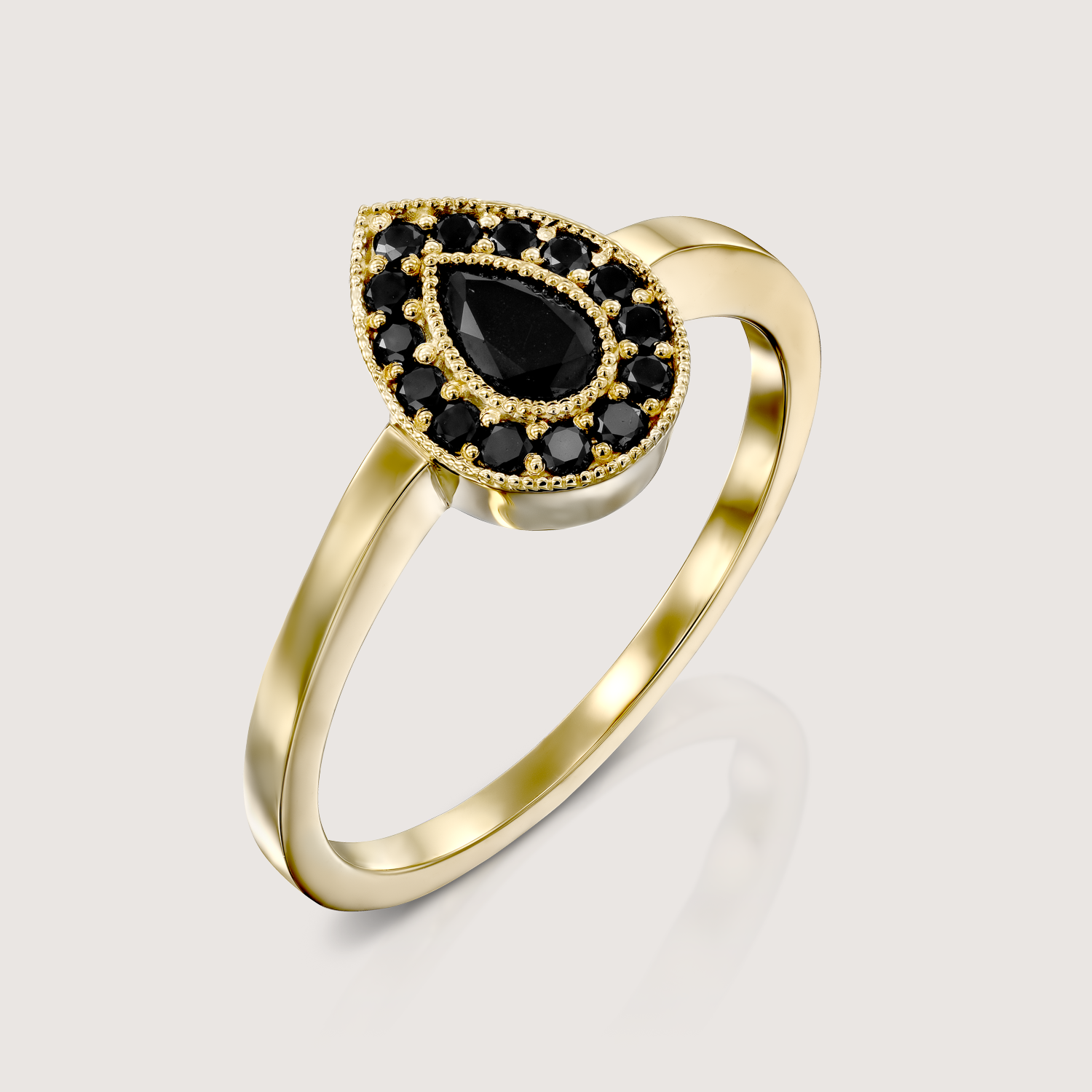 Luna Gold Ring Black Diamonds