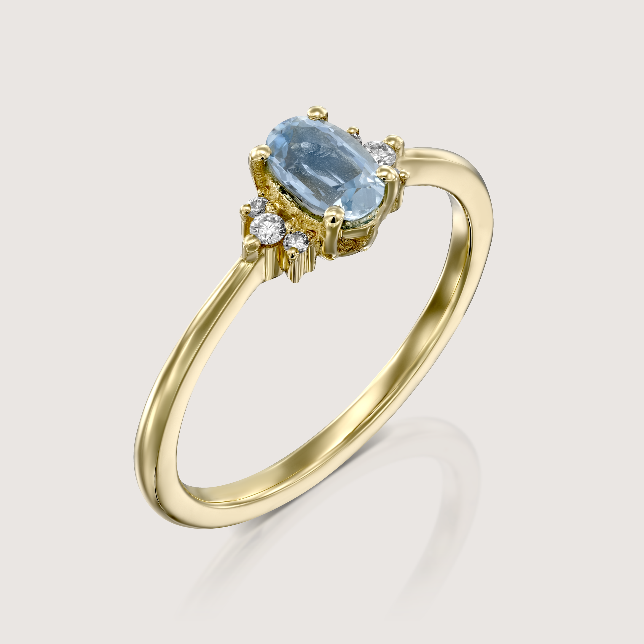 Ella Ring with Aquamarine and Diamonds