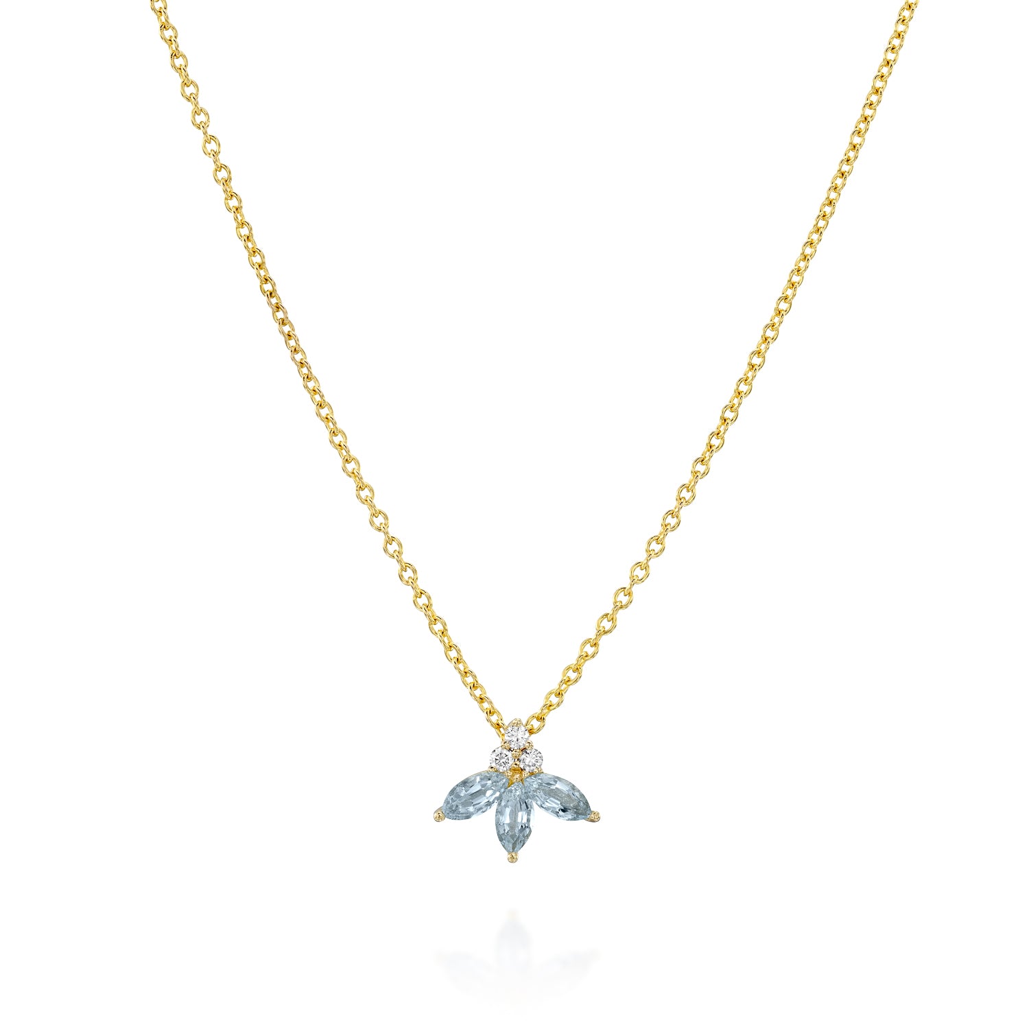 Jeanne Poisson Necklace Aquamarine & Diamonds