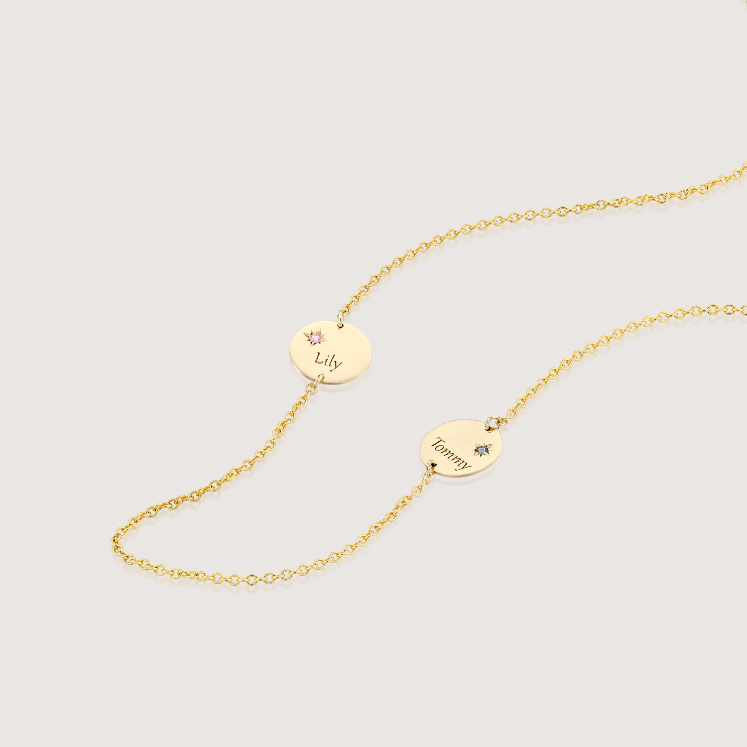 Two Chiara Gold Necklace with Star Setting & Engraving