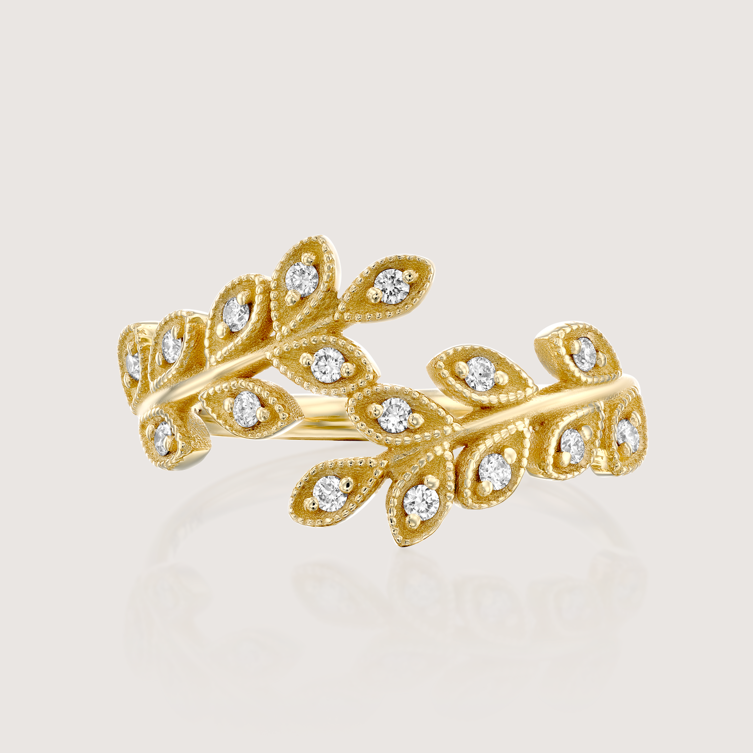 Closed Leaf Ring Diamonds