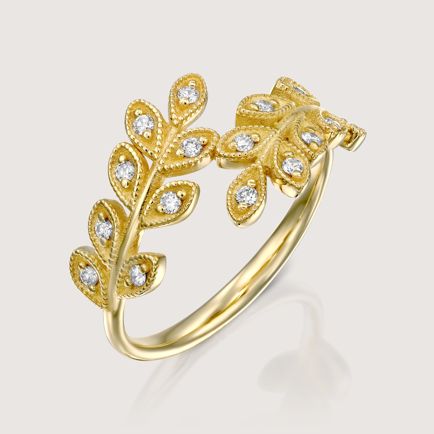 Closed Leaf Ring Diamonds