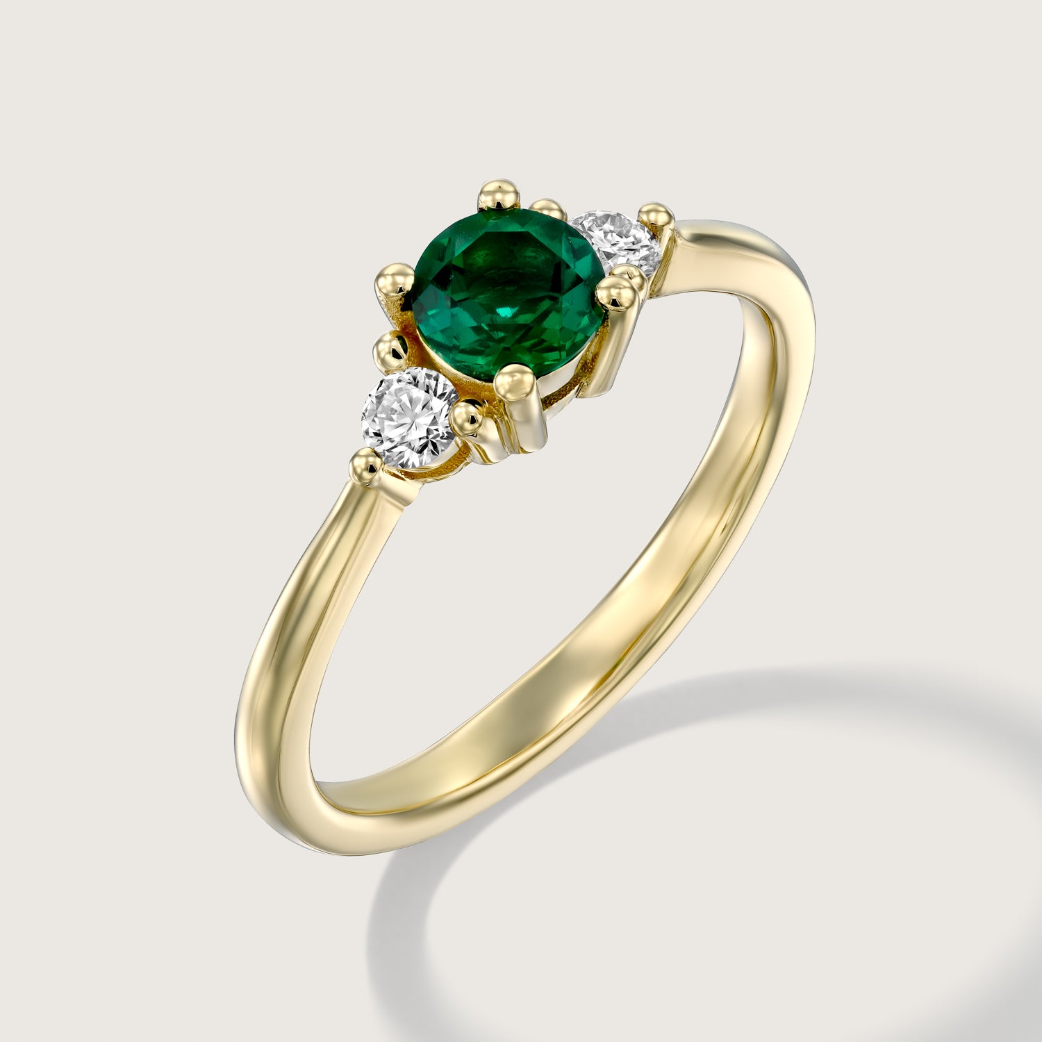 Audrey Gold Ring 4.5mm Emerald & Diamond