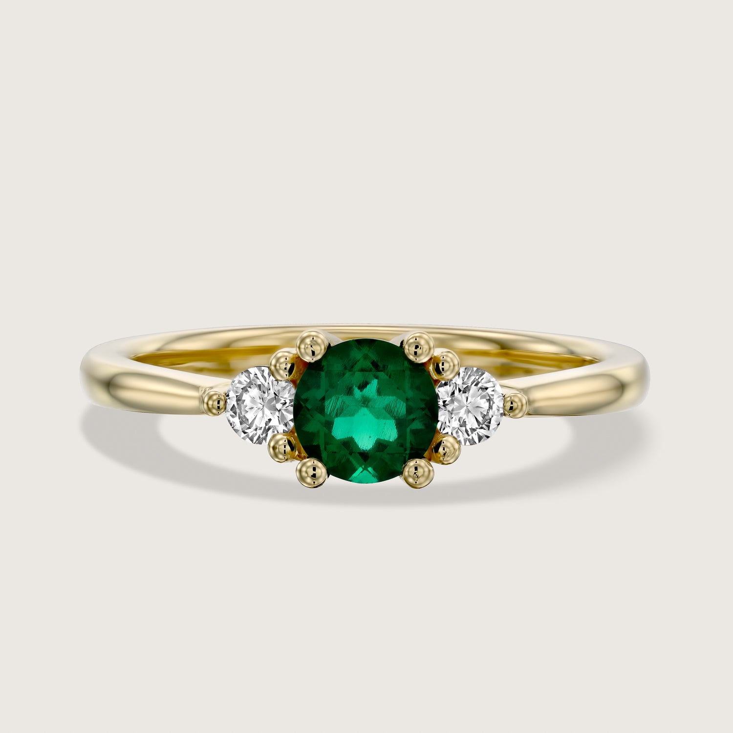 Audrey Gold Ring 4.5mm Emerald & Diamond