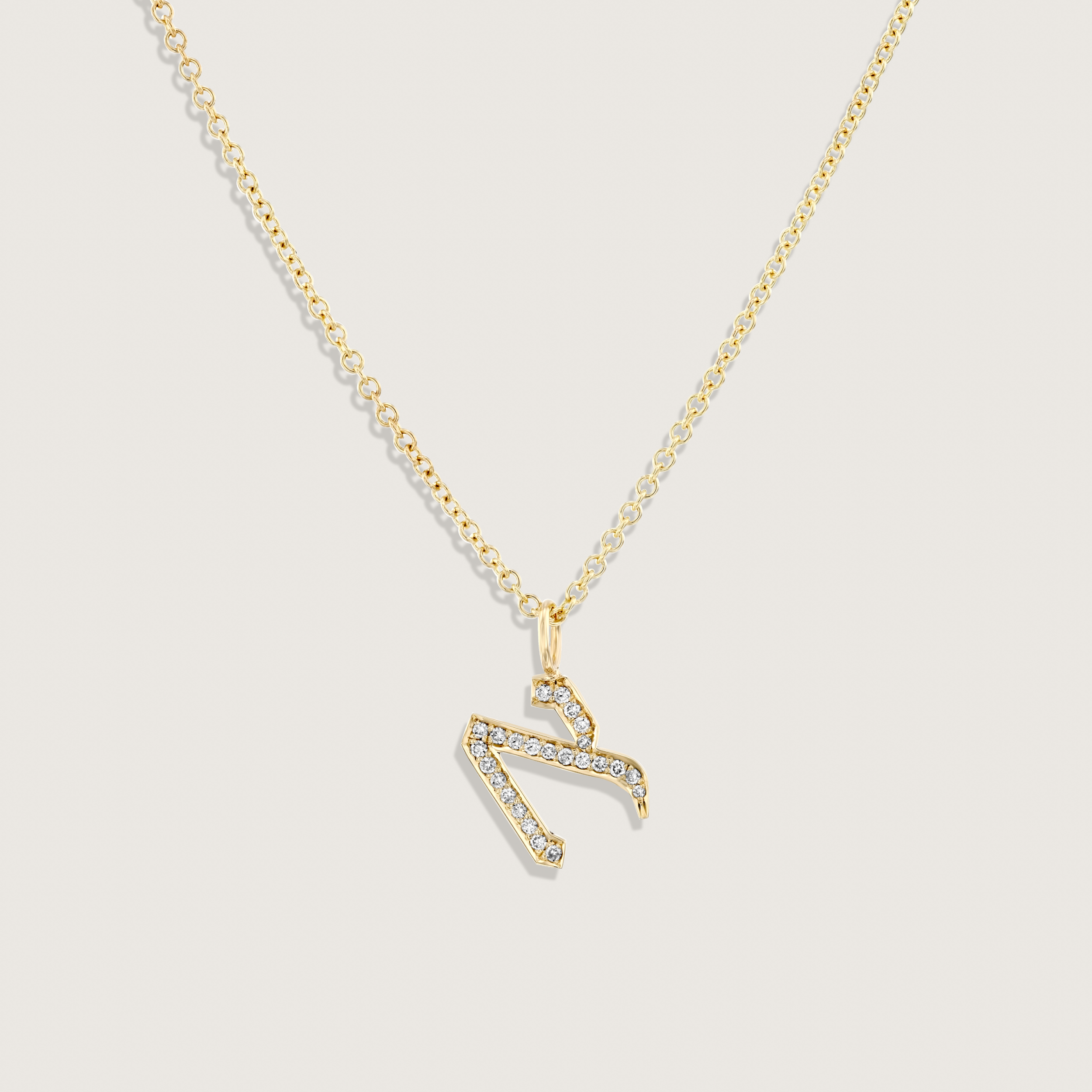 Letter Necklace - Small Aleph-Bet Encrusted Pendant