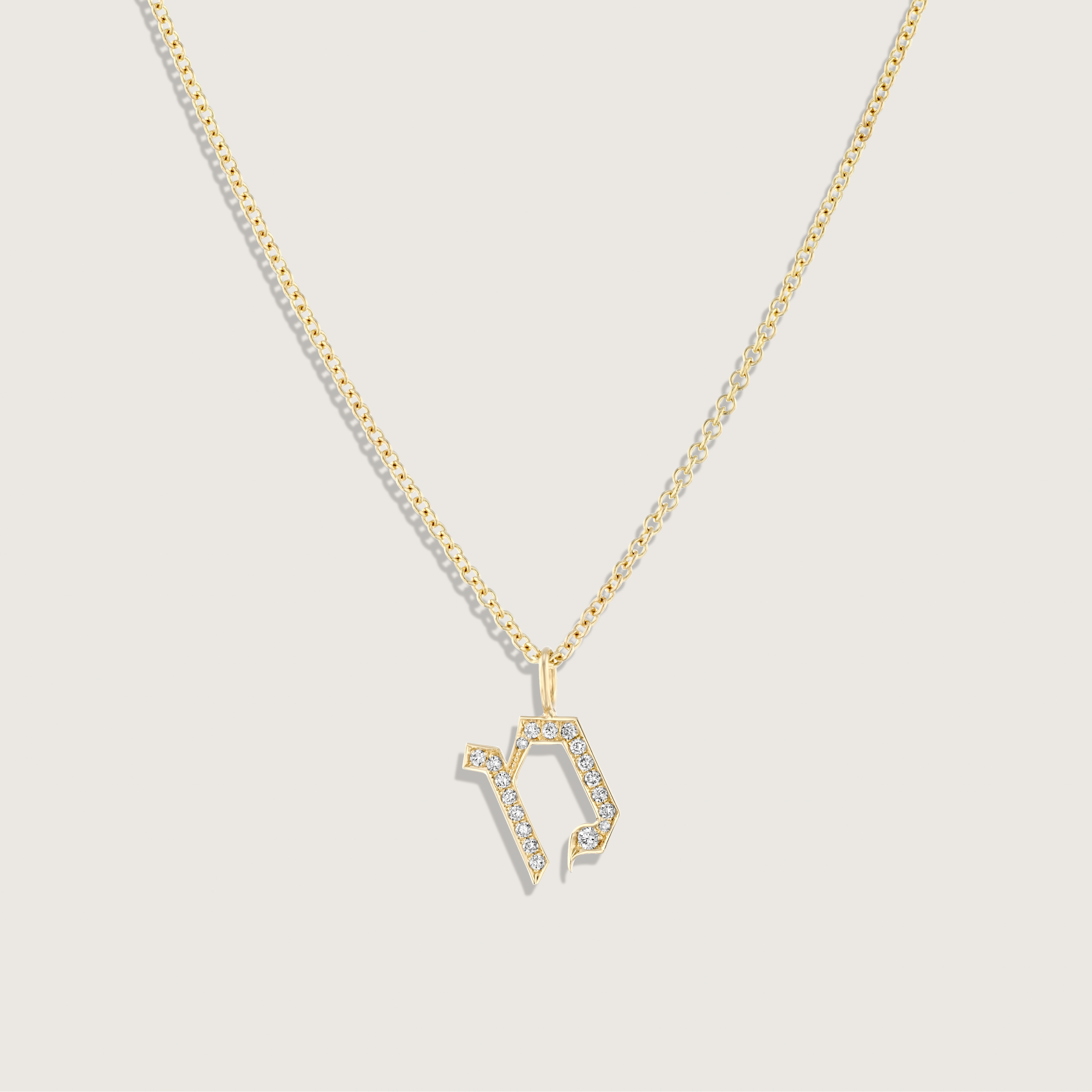 Letter Necklace - Small Aleph-Bet Encrusted Pendant