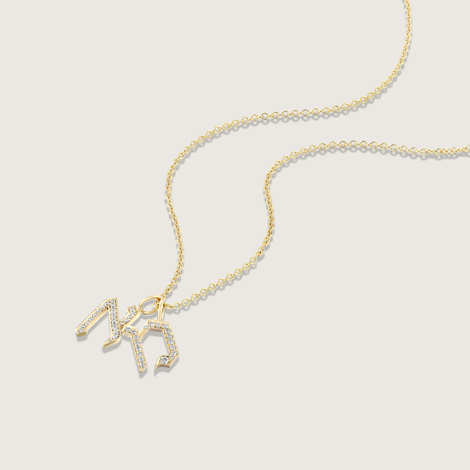 Letter Necklace - two Small Aleph-Bet Encrusted Pendants