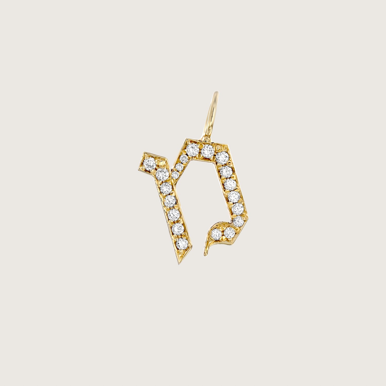 Letter Necklace - Small Aleph-Bet Encrusted Pendant