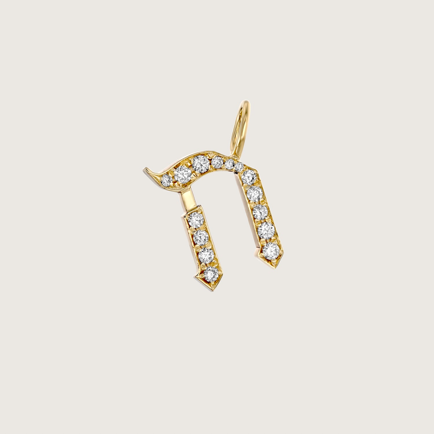 Letter Pendant Small Aleph-Bet Encrusted Pendant White Diamonds