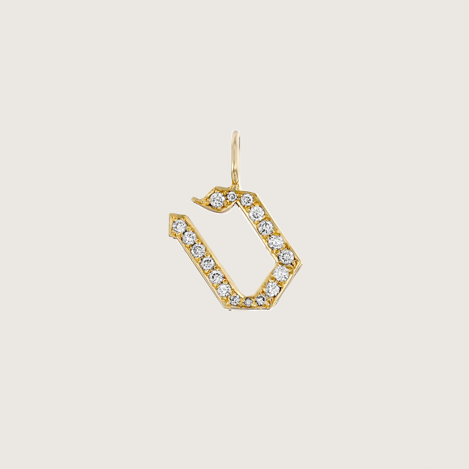 Letter Pendant Small Aleph-Bet Encrusted Pendant White Diamonds