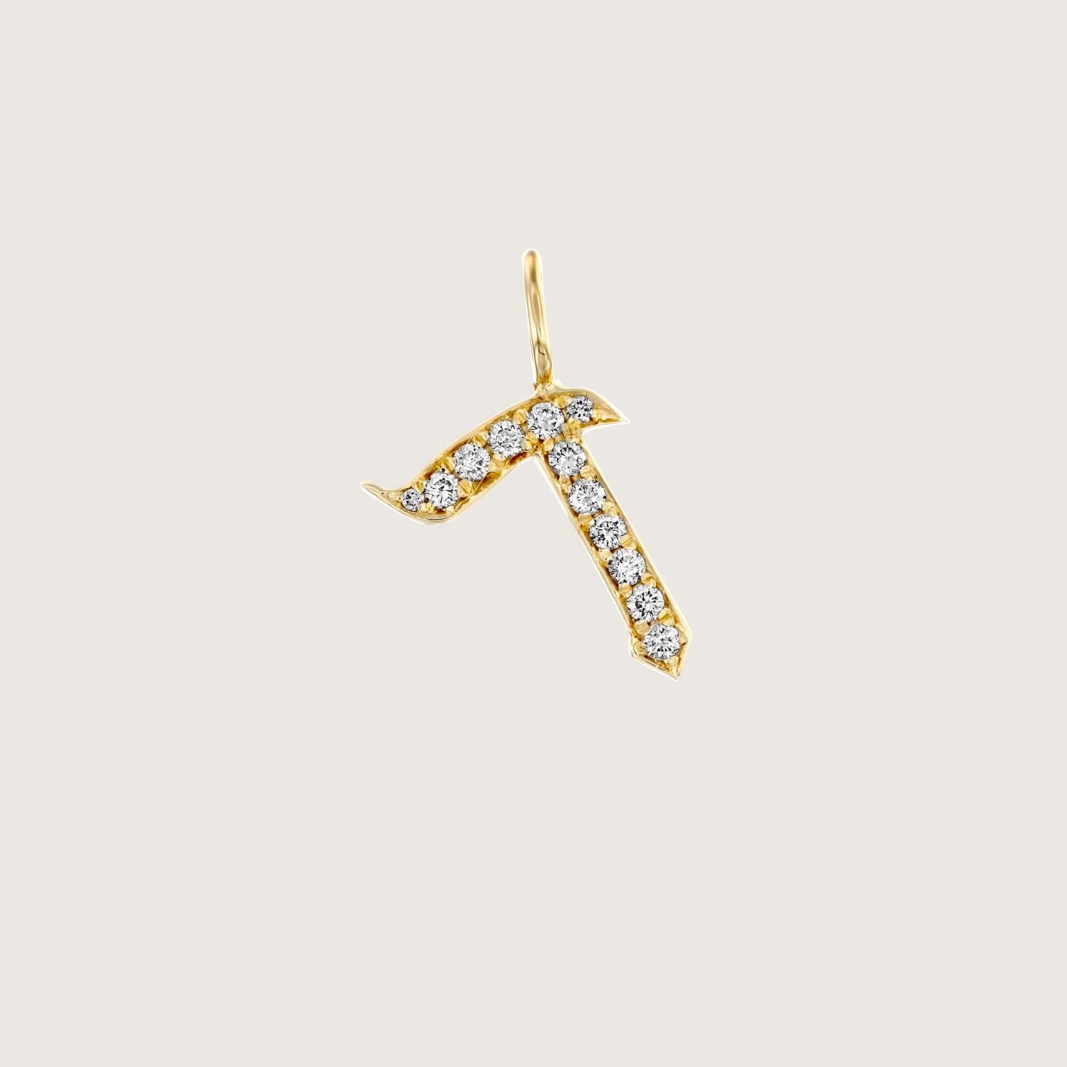 Letter Pendant Small Aleph-Bet Encrusted Pendant White Diamonds