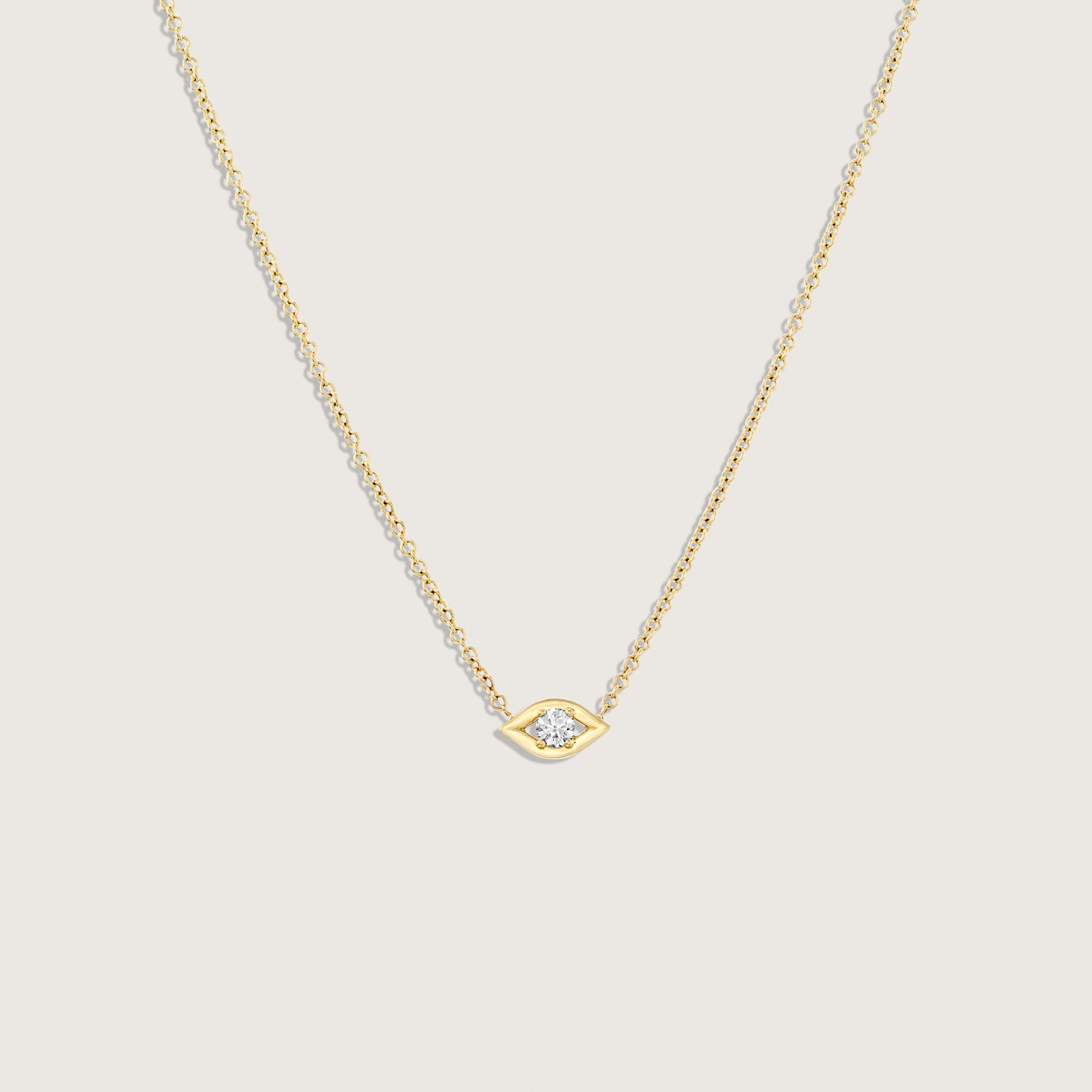 Evil Eye floating Gold Necklace white Diamond