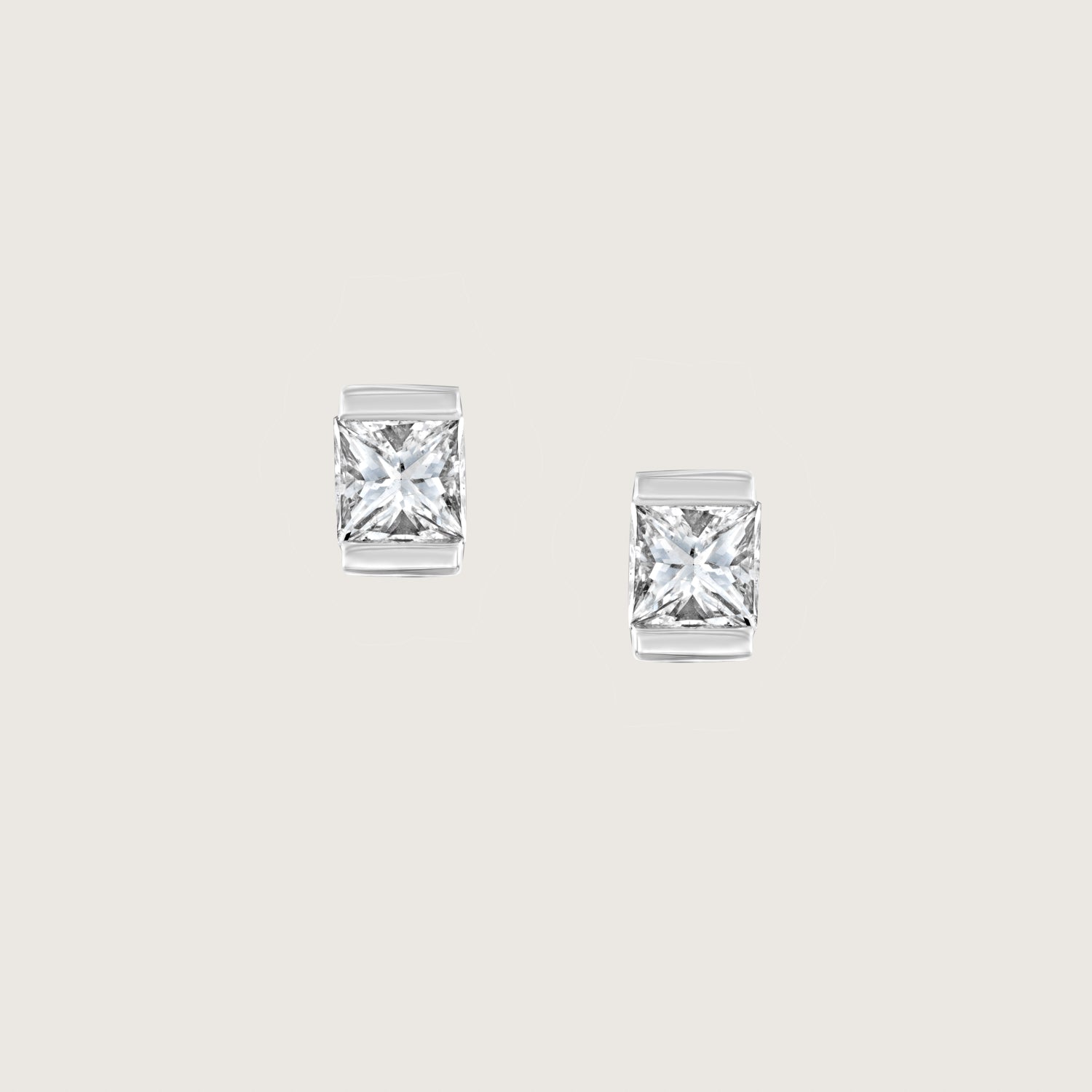Princess Gold Earring With White Diamond (Single)