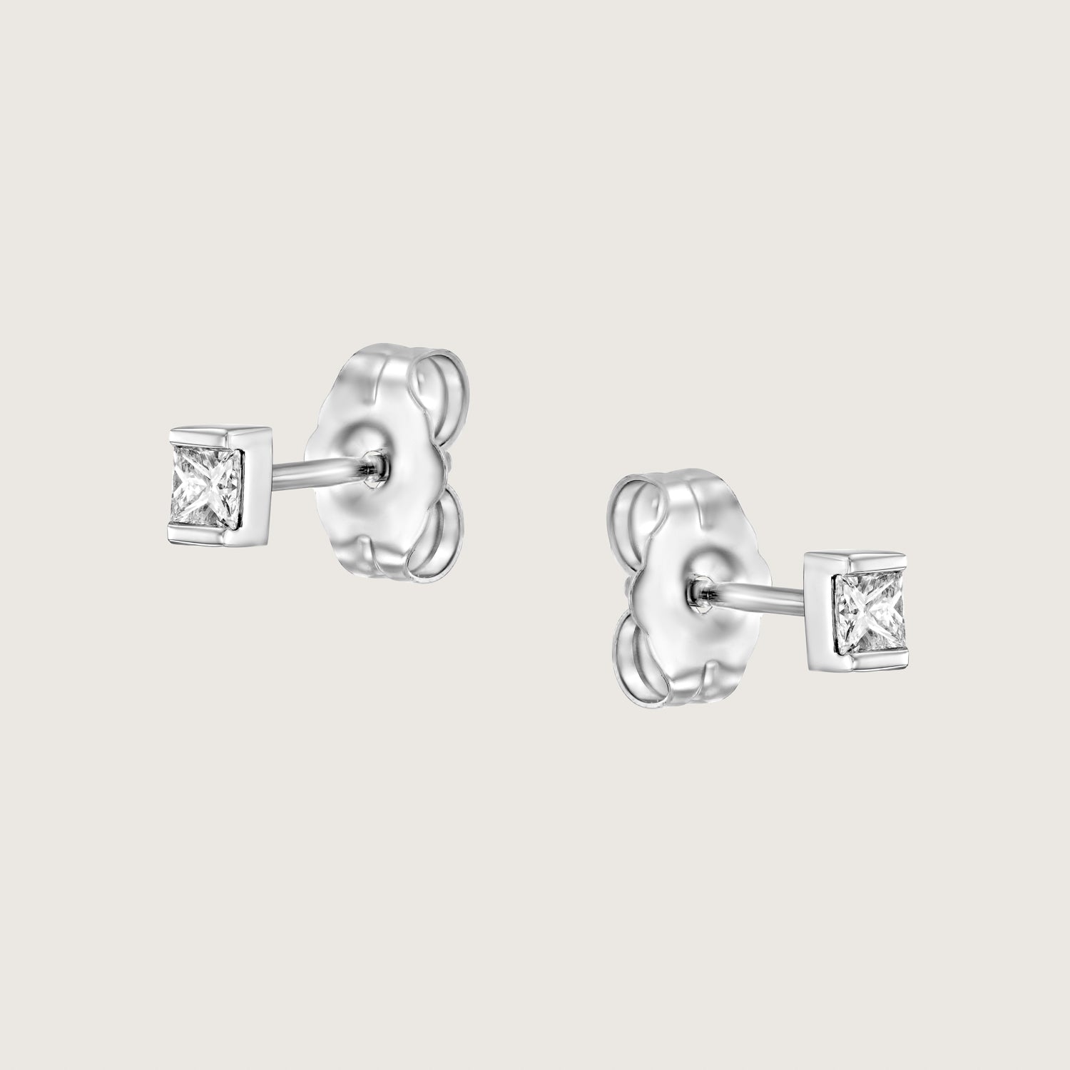 Princess Gold Earring With White Diamond (Single)