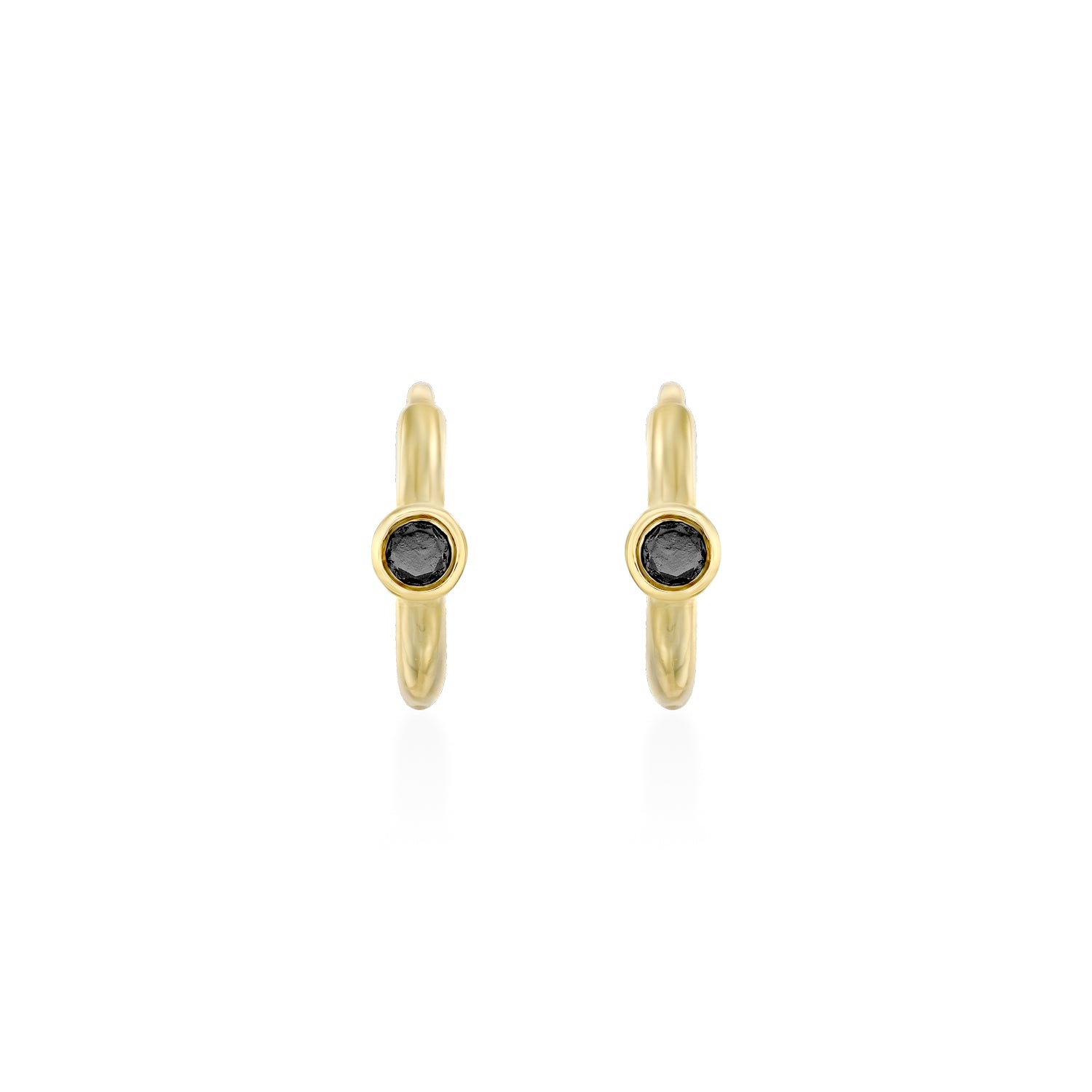 Alexis mini Hoop Gold Earring with Black Diamond