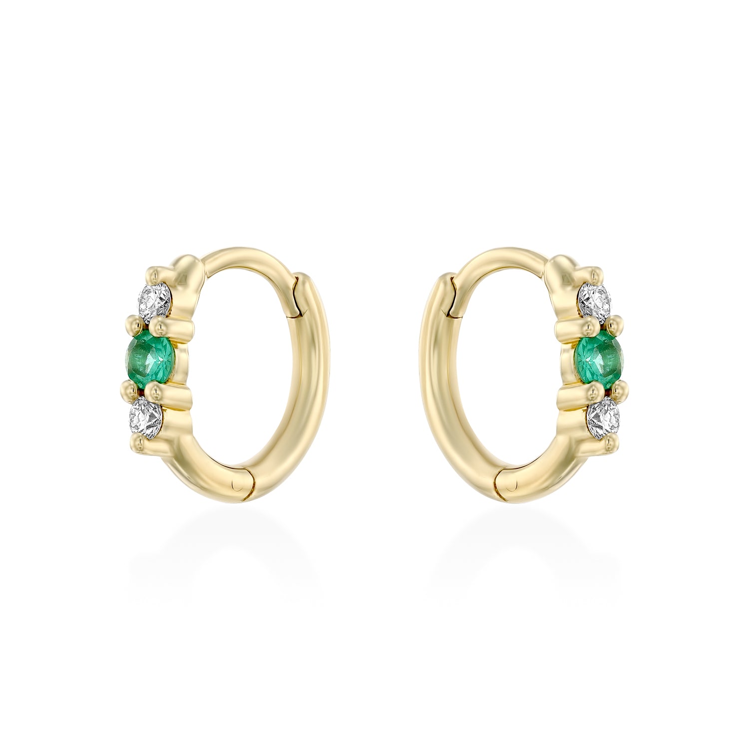 Audrey medium Hoop With Emerald And White Diamonds