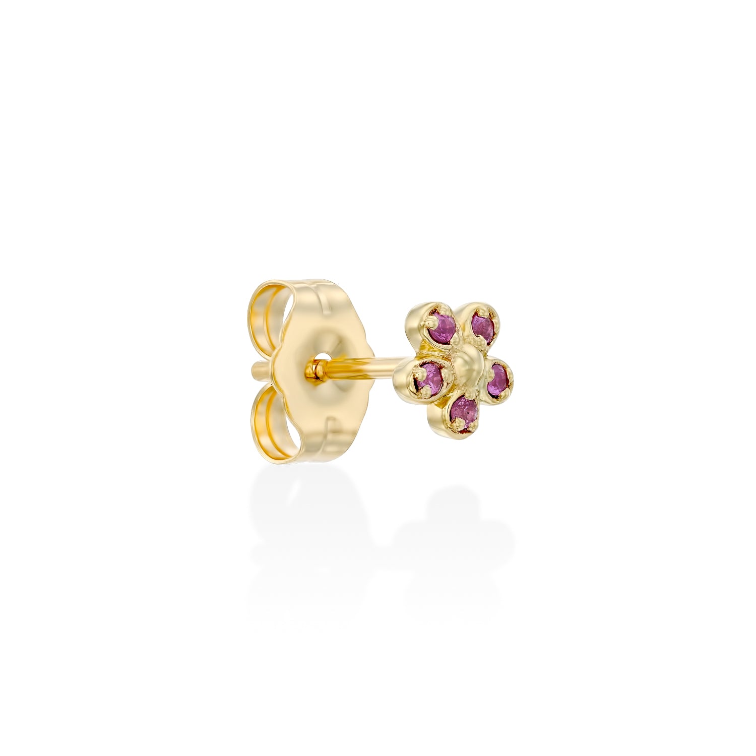 Flower Gold Earrings Pink Sapphire