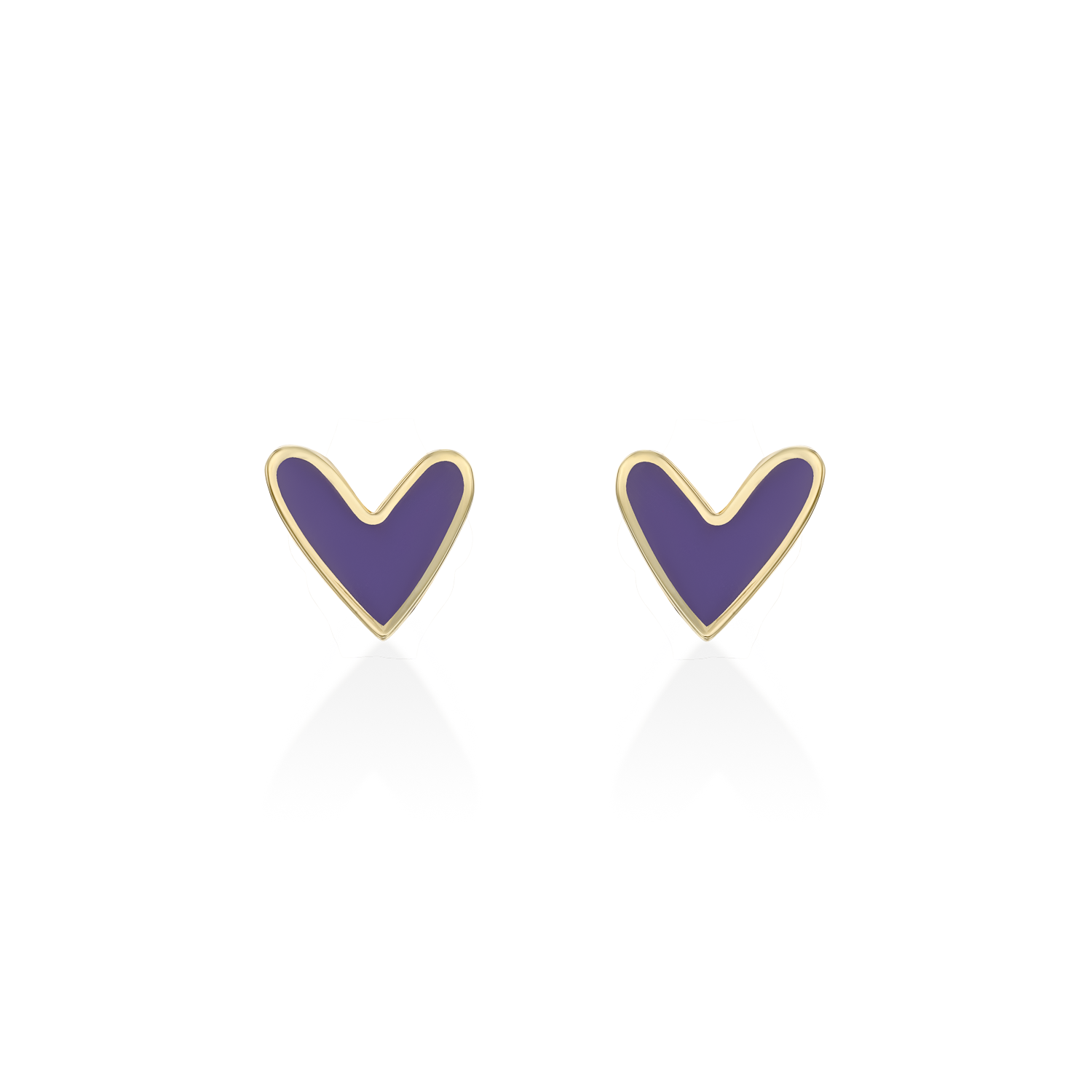 Purple Heart Gold Enamel Earring