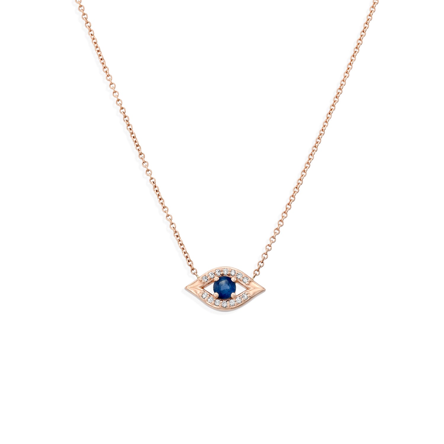 Large evil Eye Gold Necklace Sapphire