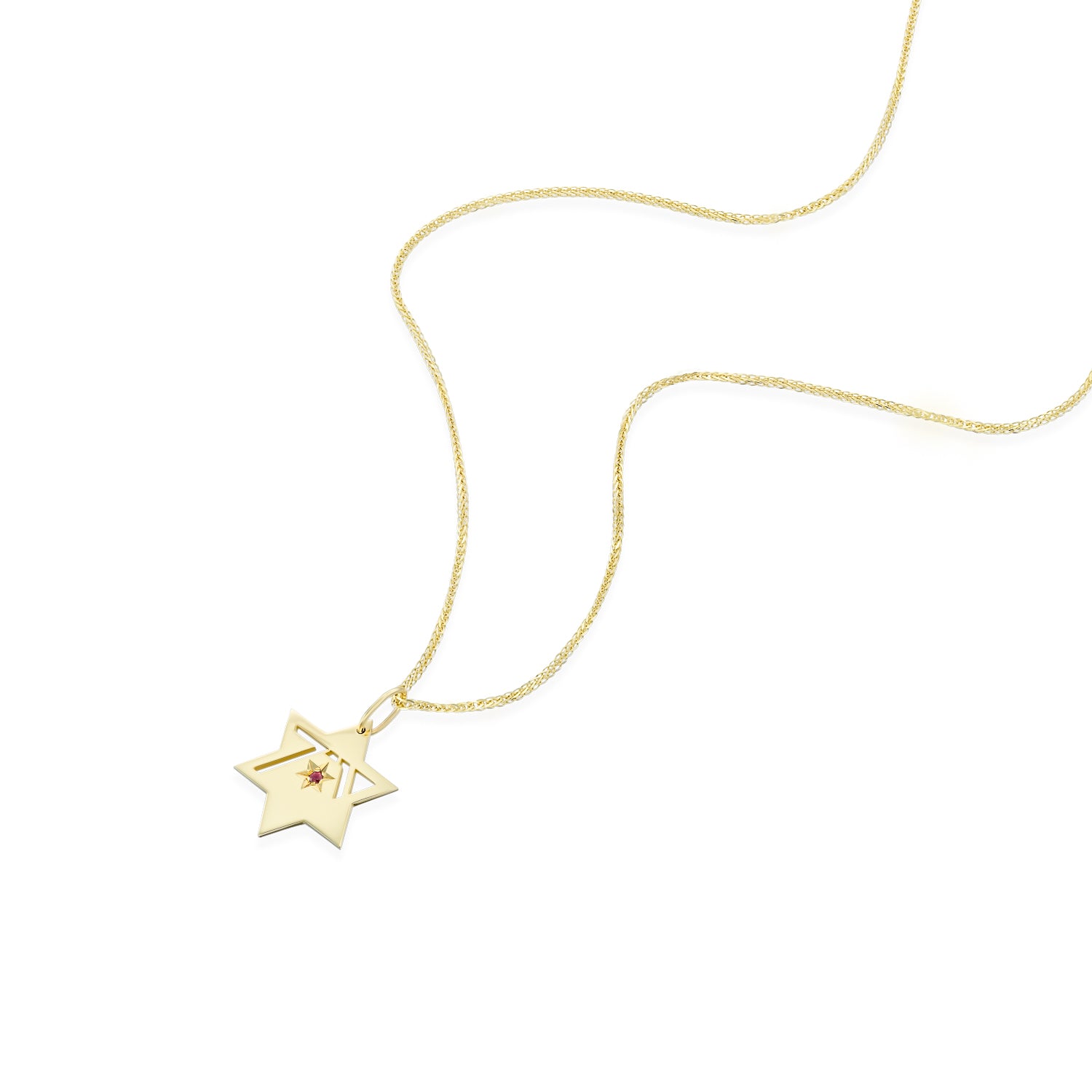Heroism Star Of David Gold Pendant With Ruby