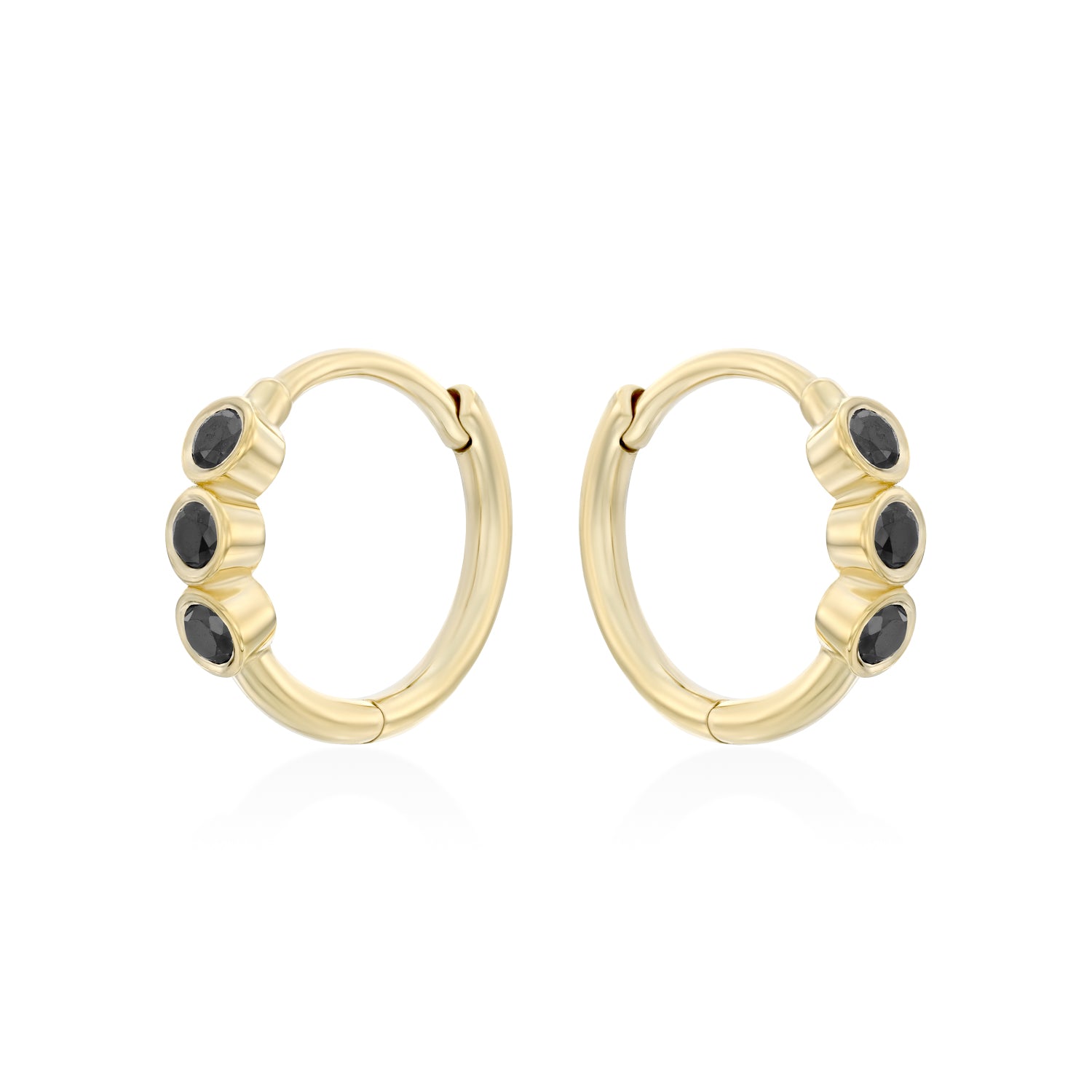 Alin Hoop Gold Earring with black diamond