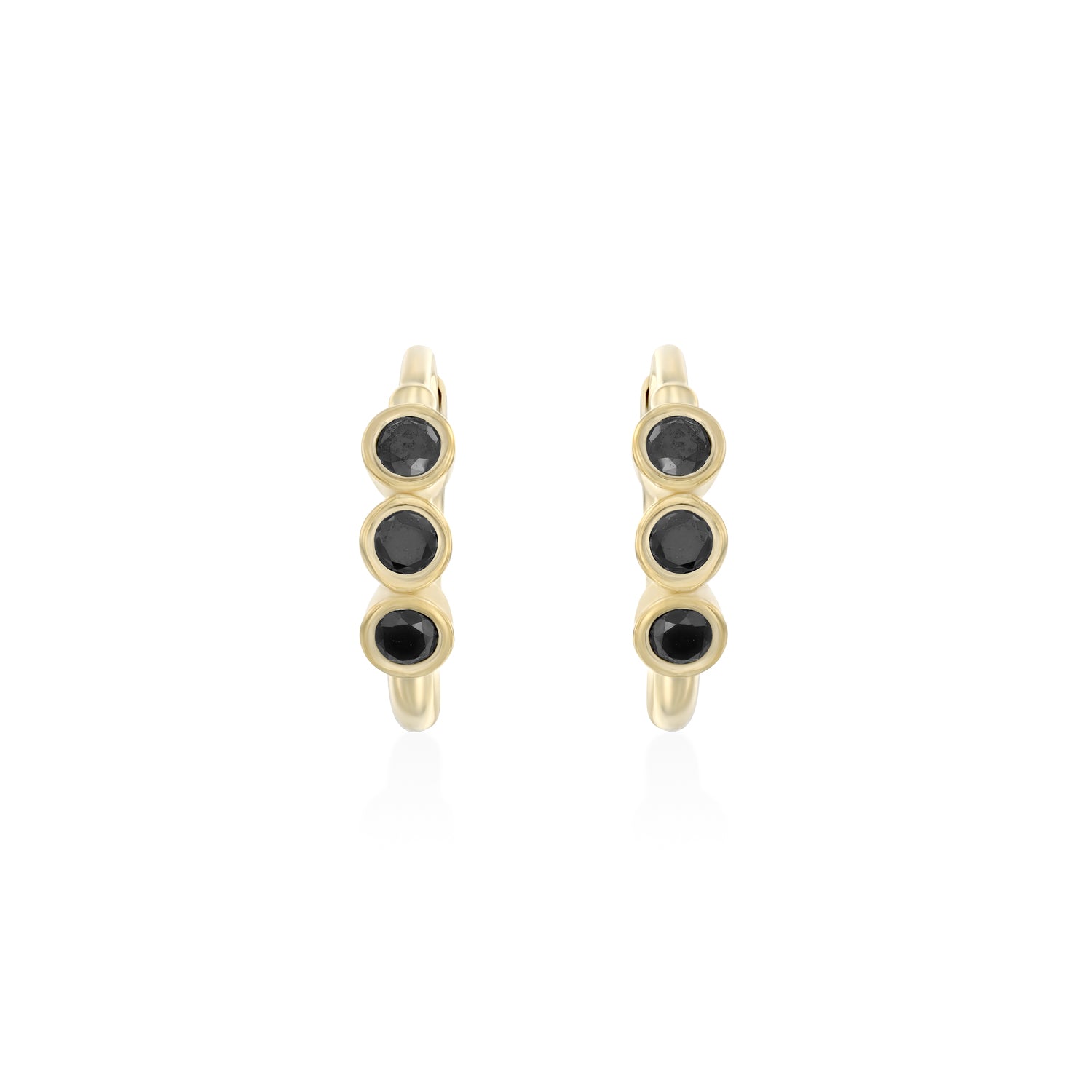 Alin Hoop Gold Earring with black diamond