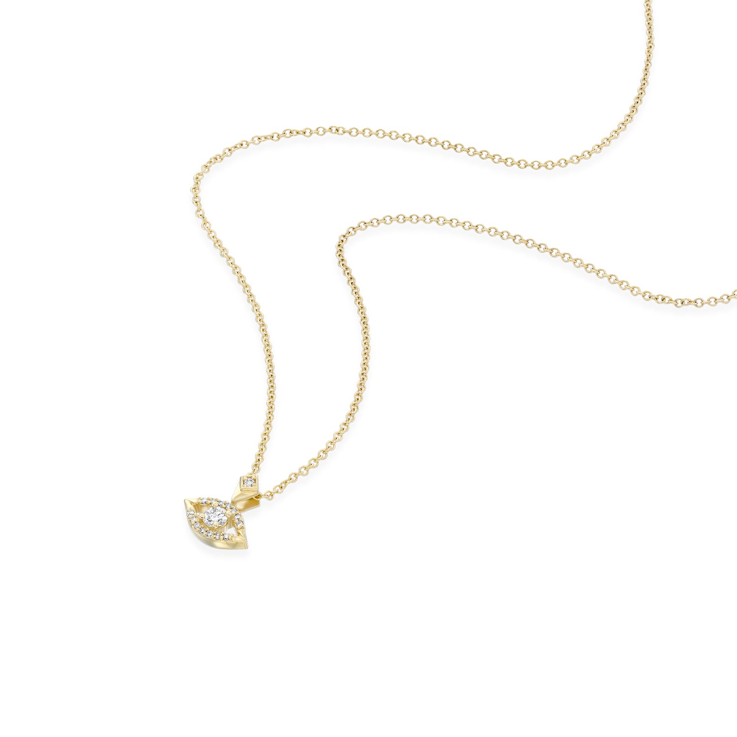 Evil Eye Gold Necklace white Diamond