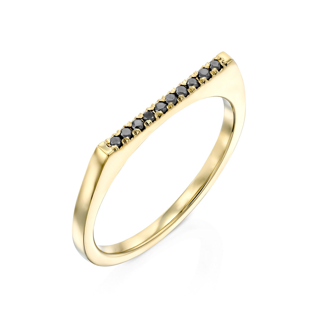 Miranda Encrusted Gold Ring Black Diamonds