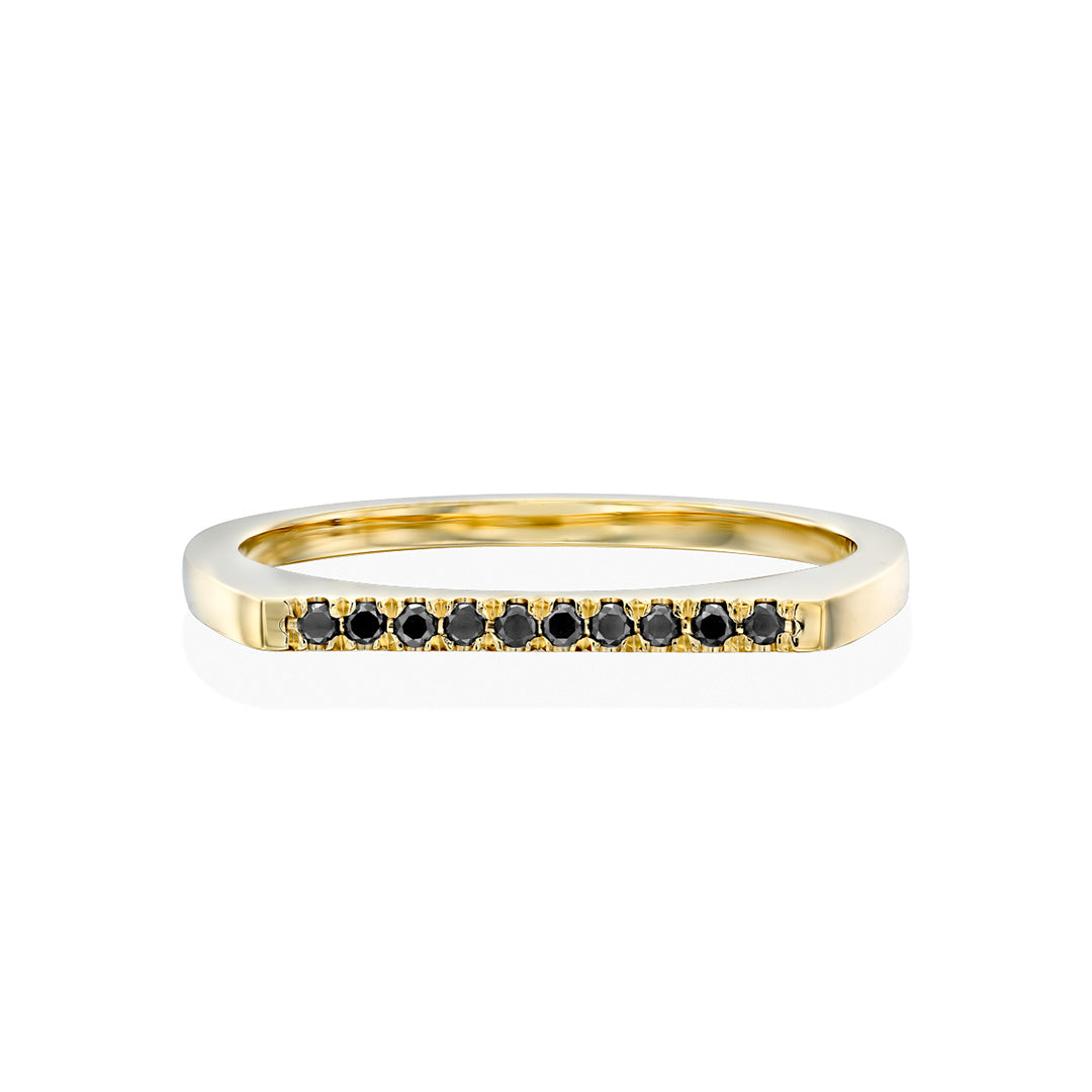 Miranda Encrusted Gold Ring Black Diamonds