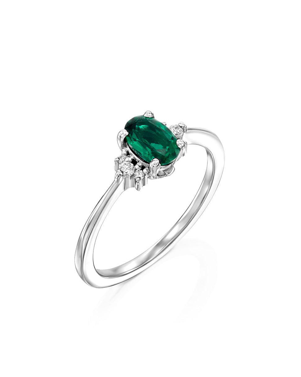 Ella Ring with Emerald and Diamonds