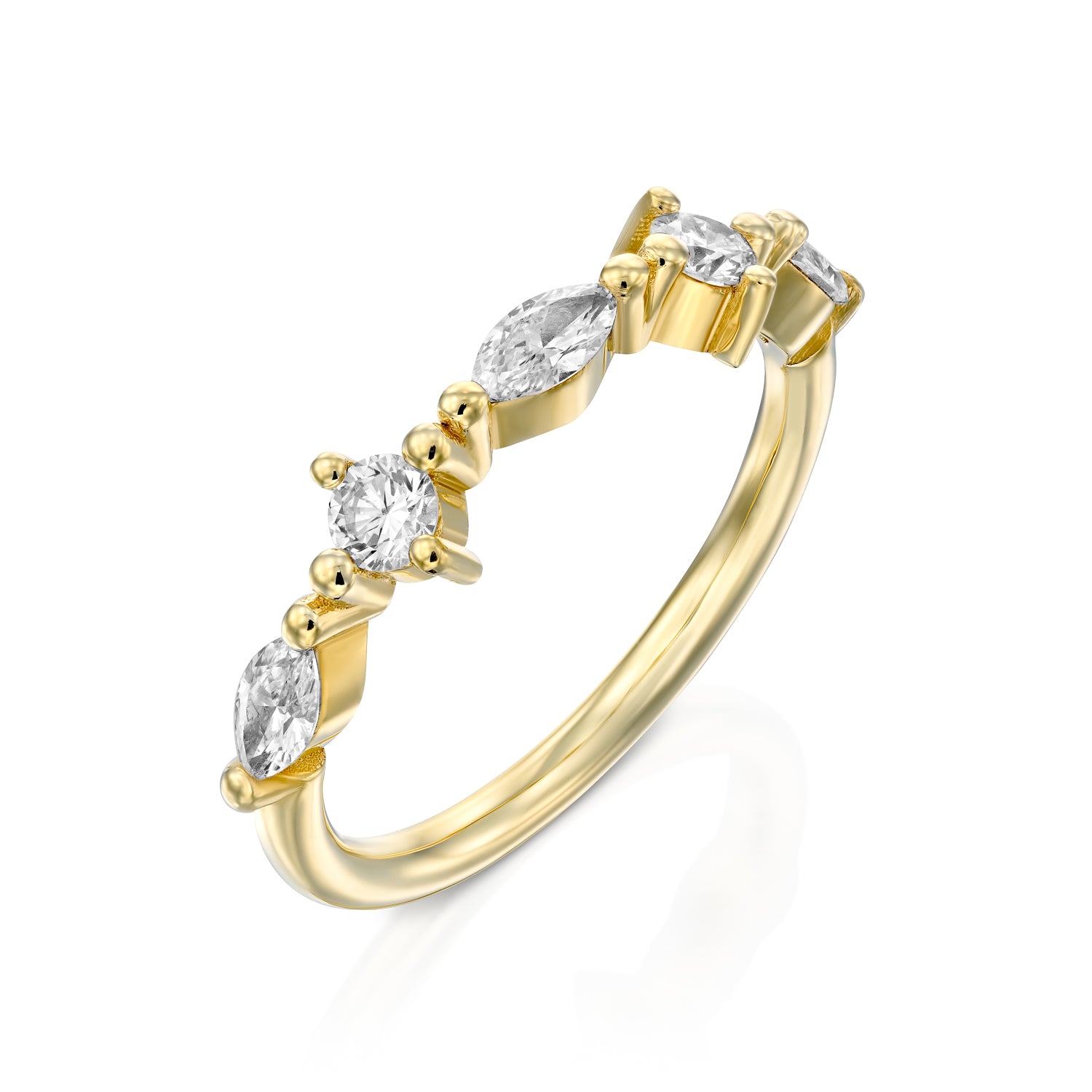 Lir Gold Ring with White Diamonds