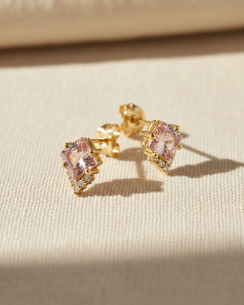 Juliette Earring With Diamonds and Morganite