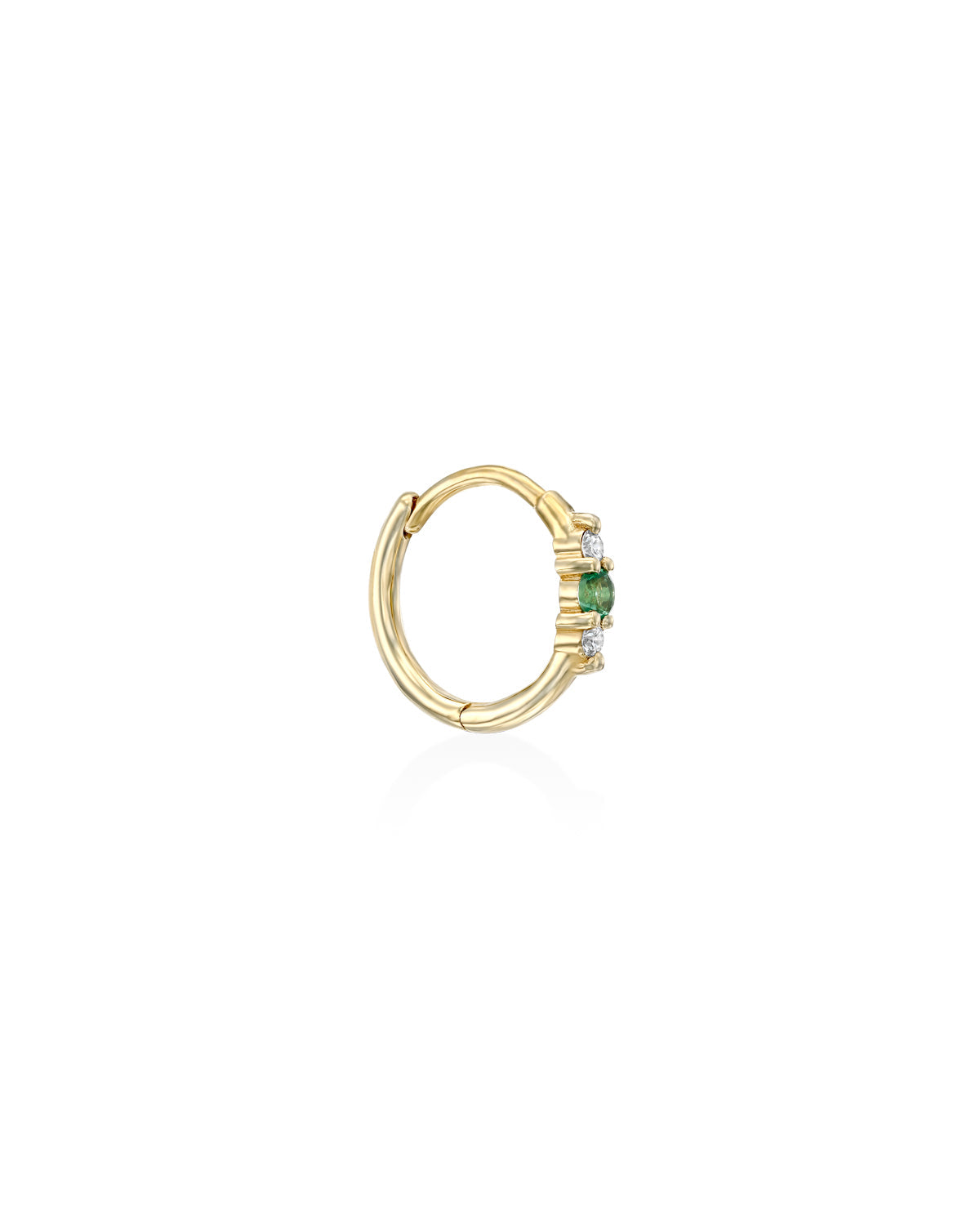 Audrey Hoop With Emerald And White Diamonds