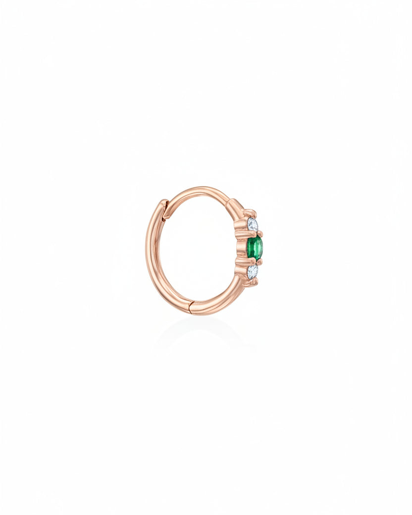 Audrey Hoop With Emerald And White Diamonds