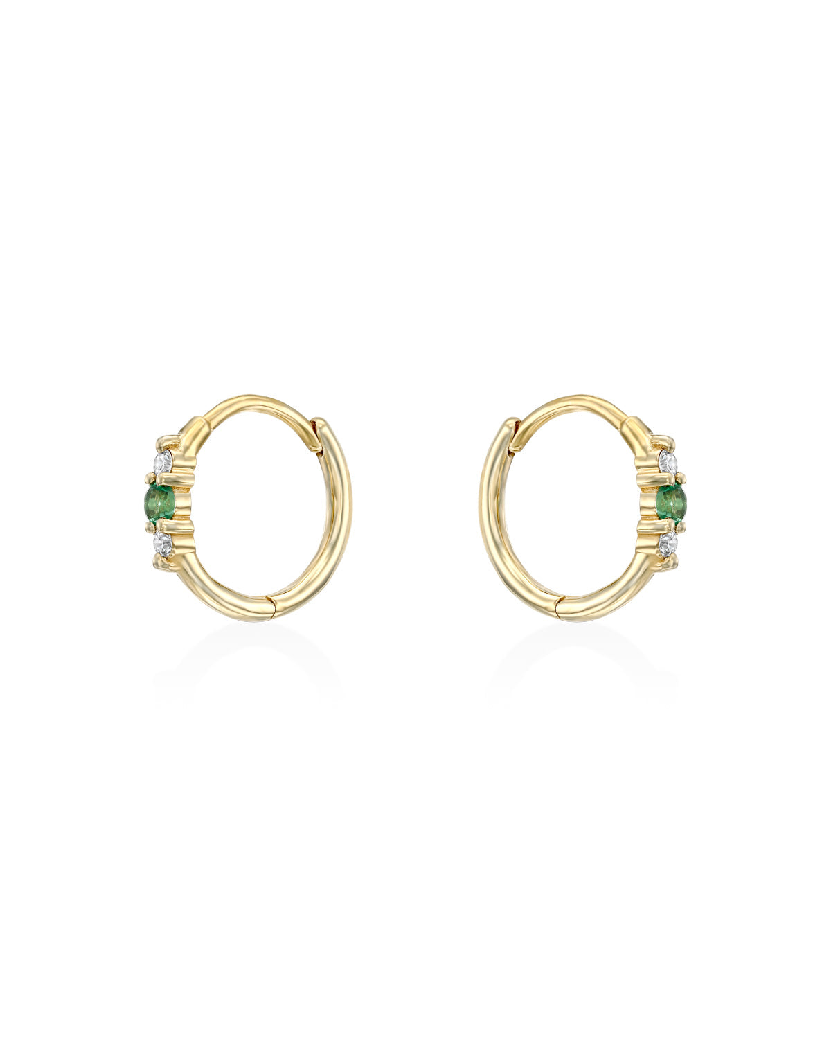 Audrey Hoop With Emerald And White Diamonds