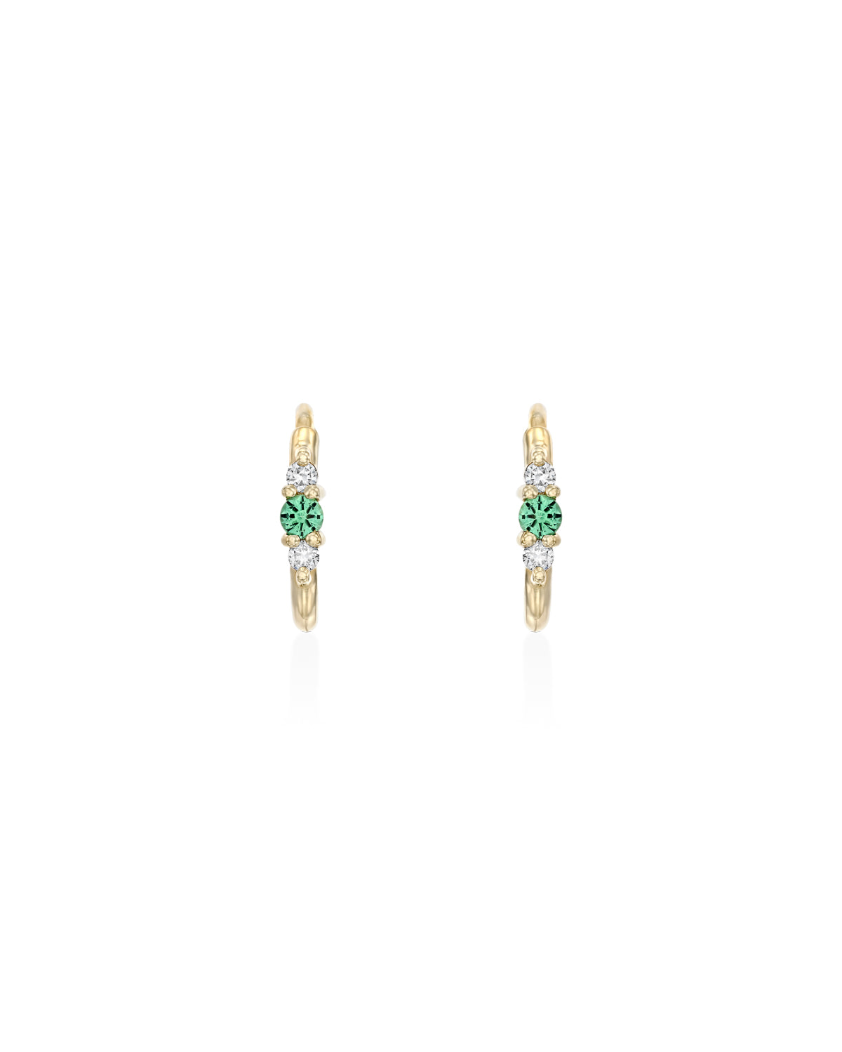 Audrey Hoop With Emerald And White Diamonds