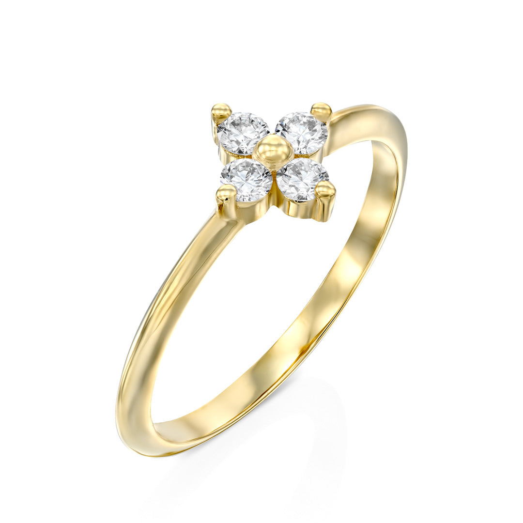 Large Beth Gold Ring With White Diamonds