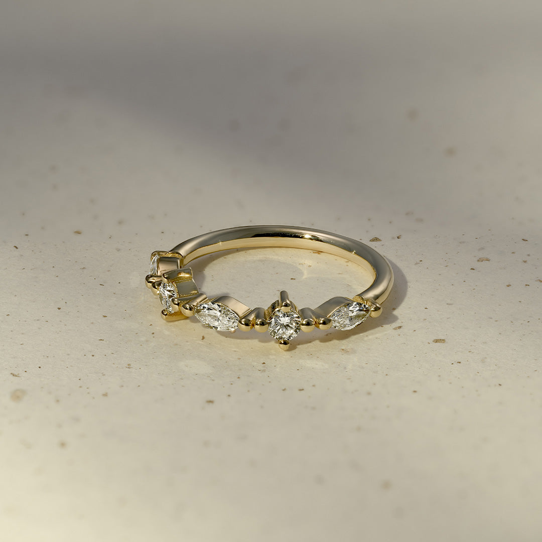 Lir Gold Ring with White Diamonds