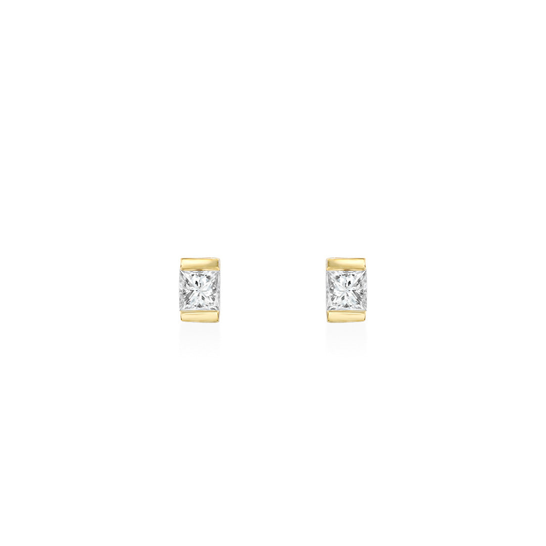 Princess Gold Earring With White Diamond (Single)