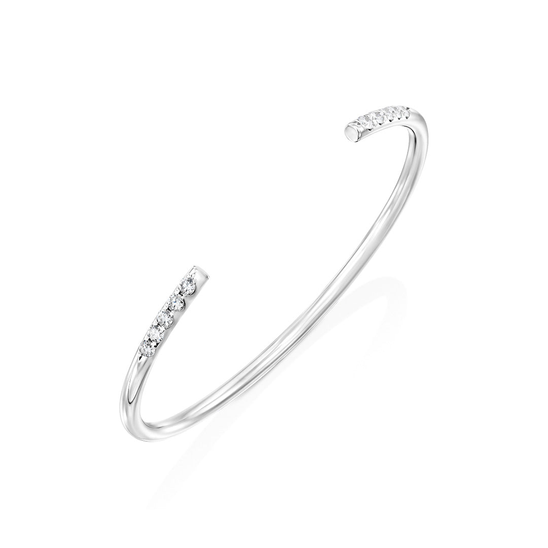 Brandon Enlarged Cuff White Gold Bracelet White Diamonds