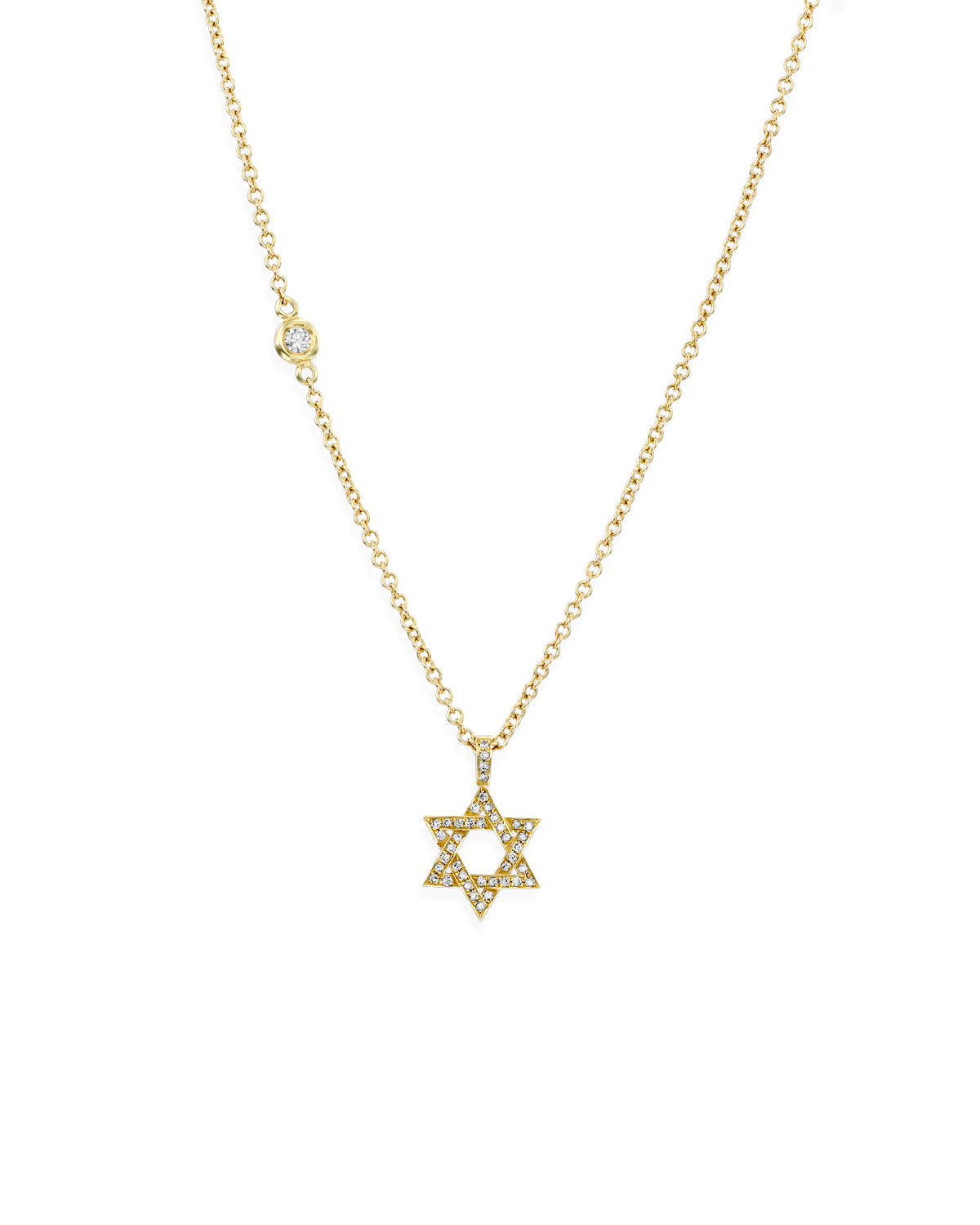 Small Star Of David Gold Necklace With White Diamonds