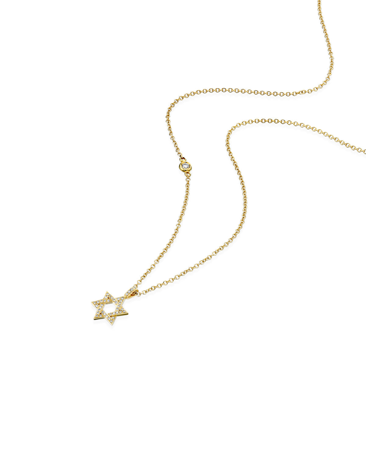 Small Star Of David Gold Necklace With White Diamonds