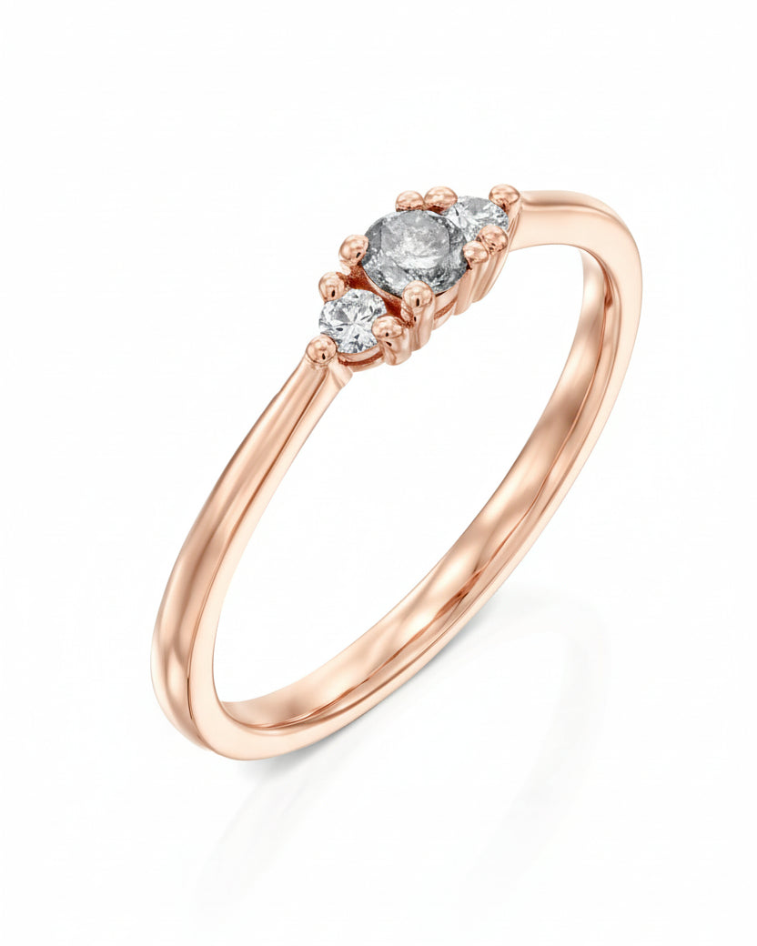 Audrey Ring White & Grey 3 mm Diamond