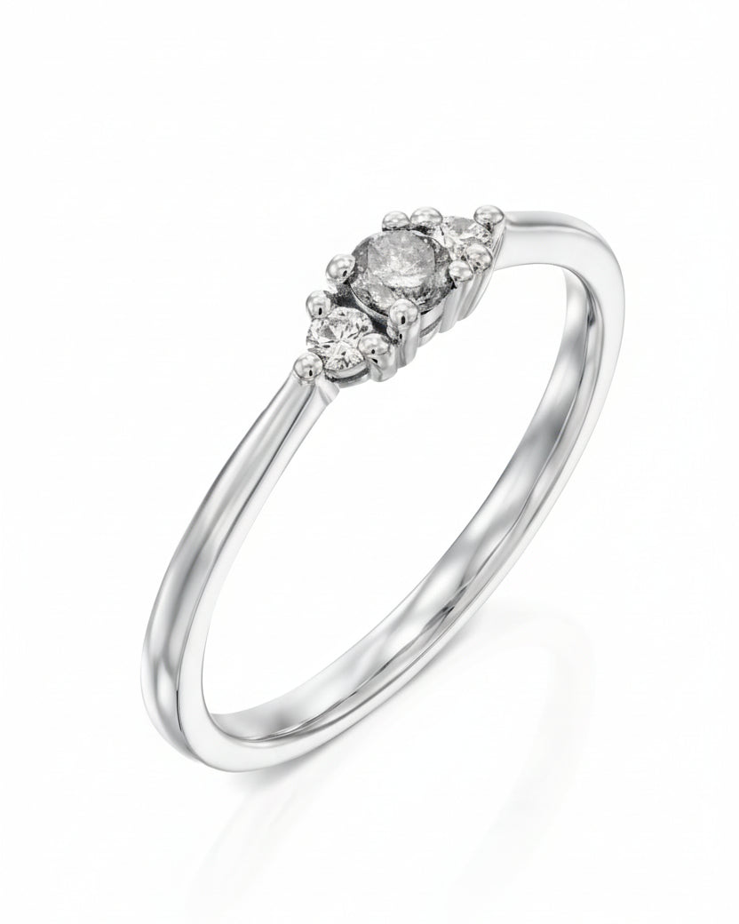 Audrey Ring White & Grey 3 mm Diamond